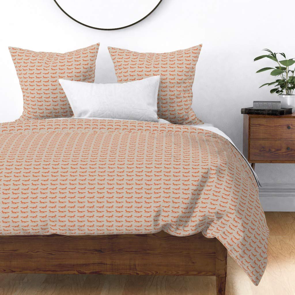 Premium Cotton Sateen Duvet Cover King/California King - Equestrian Horse Watercolor Print in Classic Orange | Gender Neutral Nursery Bedding | Soft & Breathable for All Seasons | Perfect for Kids Rooms, Guest Bedrooms & Farmhouse Decor