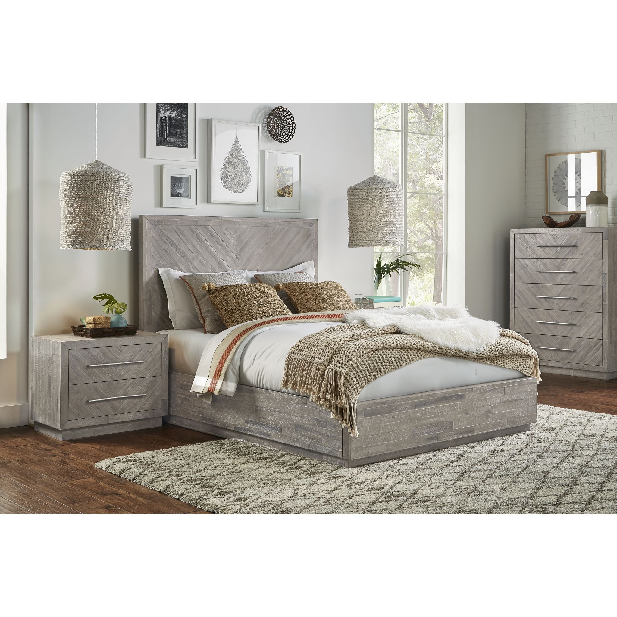 Rustic Latte Alexandra Storage Bed with Drawers - Queen Size Solid Wood Platform Bed Frame for Bedroom, Guest Room, Dorm - Perfect for Small Spaces & Extra Storage