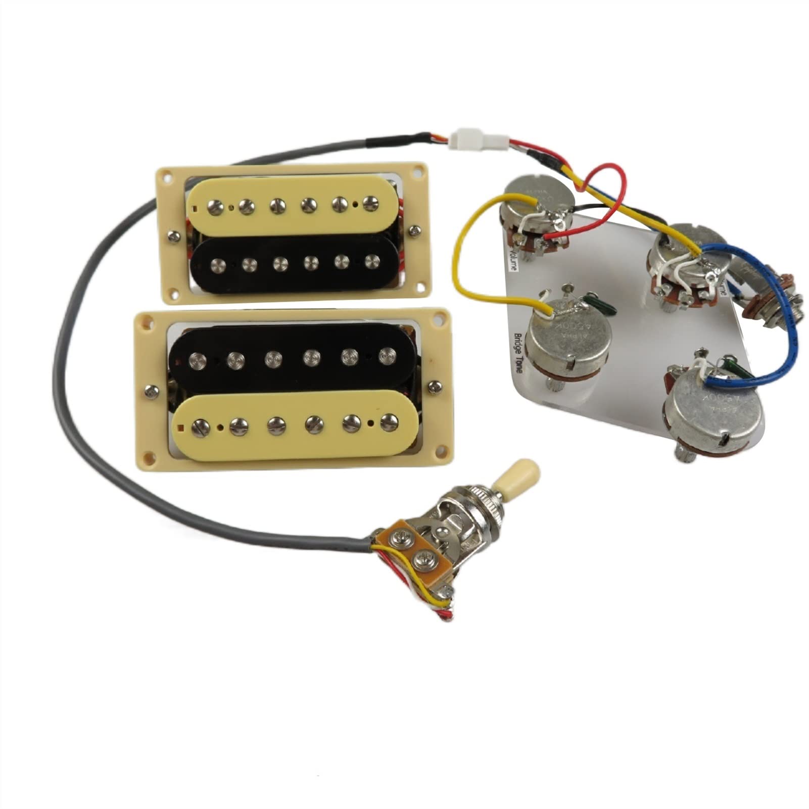 KLKL Humbucker Pickups Set - Electric Guitar Pickups with Wiring Harness - Zebra YE Frame Color - Perfect for Rock, Metal & Blues Guitar Upgrades