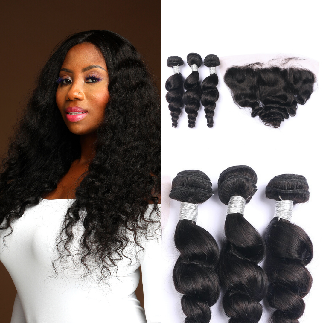 Brazilian Loose Wave Bundles 100% Human Hair Extensions - Natural Wavy Weft for Length & Volume | Perfect for Daily Styling, Weddings & Special Occasions