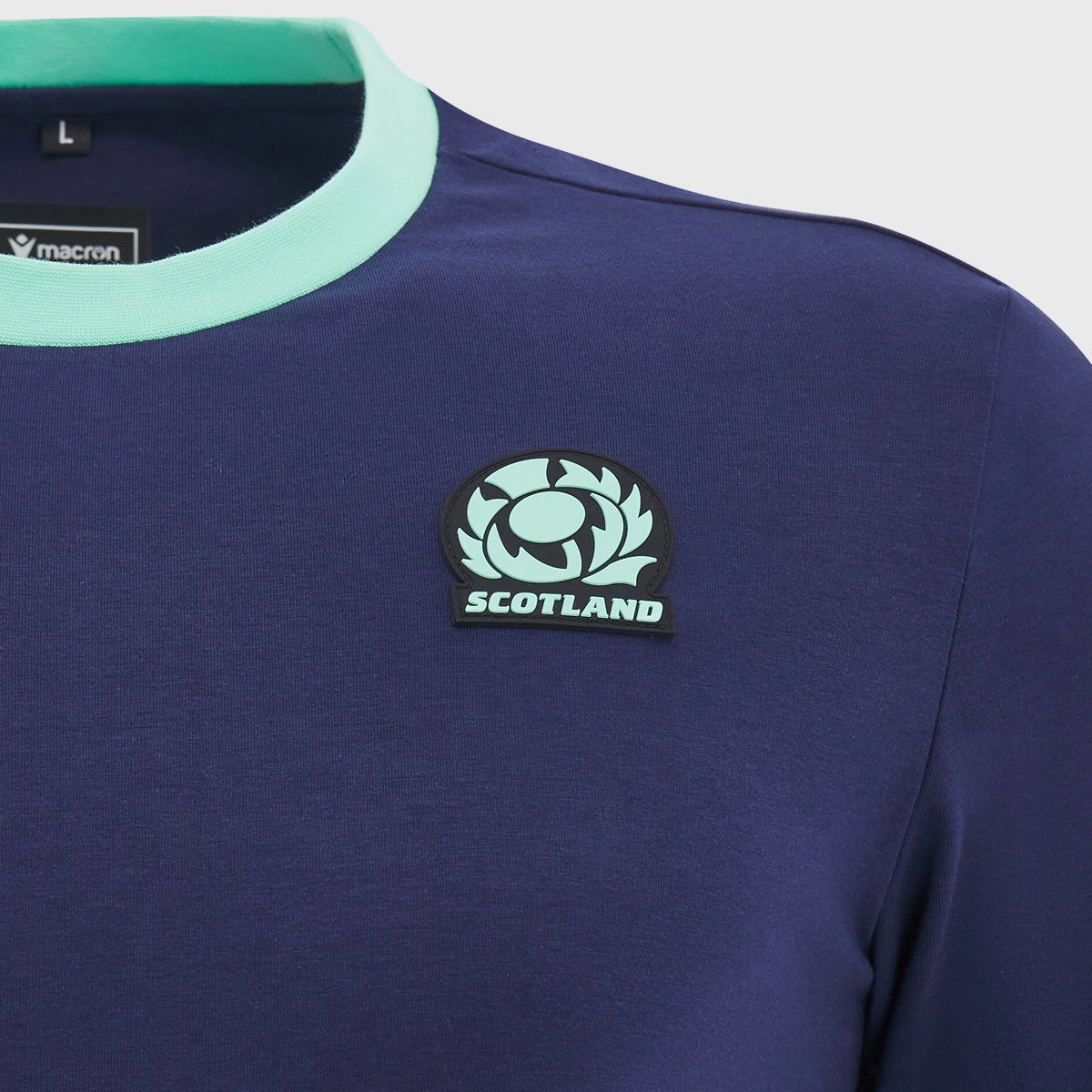 Macron Scotland Rugby Short Sleeve Cotton T-Shirt - Navy Blue | Comfortable Breathable Jersey for Rugby Fans & Sports Enthusiasts