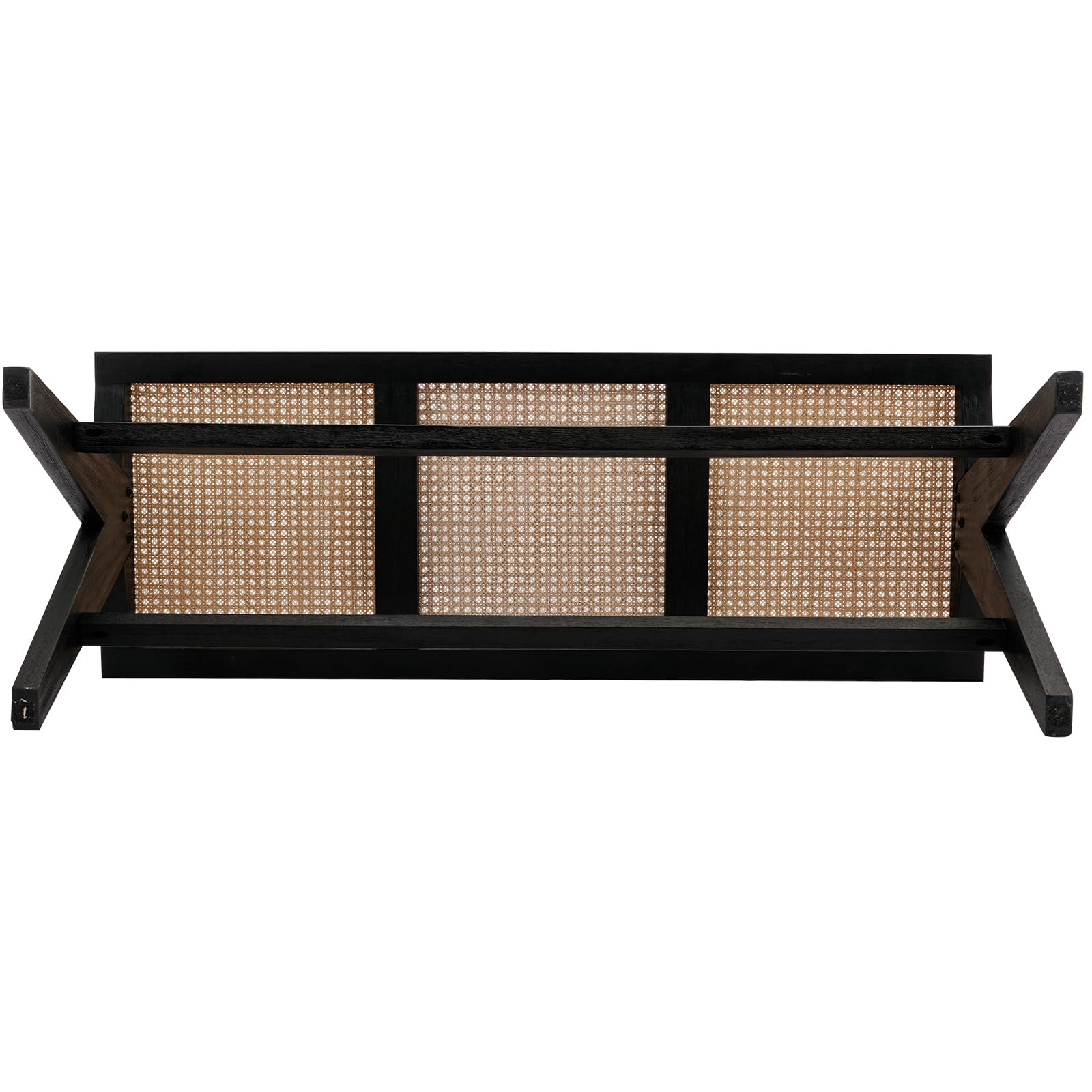 42 Inch Black Rattan Dining Bench - Farmhouse Woven Bench for Bedroom, Entryway & Living Room | Long Wicker Seat for Hallway, Dining Area & Foyer | Perfect as Shoe Bench, Bed End Bench & Home Decor Accent Piece | Ideal for Farmhouse, Boho & Coastal Style Homes