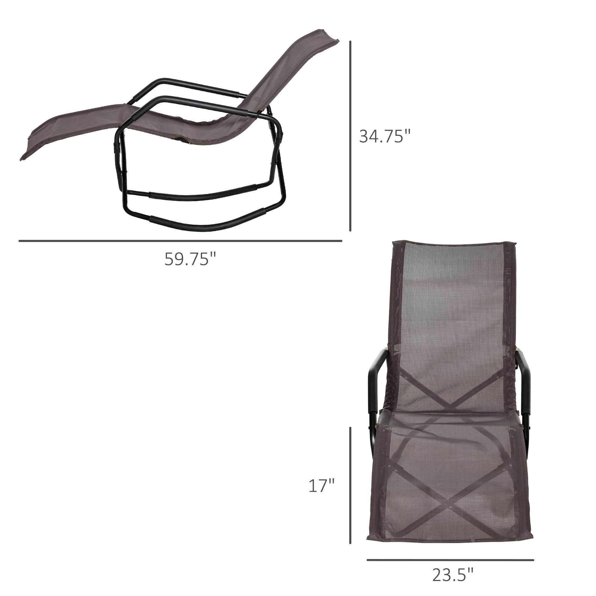 Outsunny Outdoor Folding Rocking Chair - Portable Zero Gravity Lounge Chair with Armrests for Patio, Lawn, Beach & Pool - Comfortable Foldable Chaise Lounge for Sunbathing, Relaxing & Tanning - Perfect for Backyard, Garden & Vacation Use