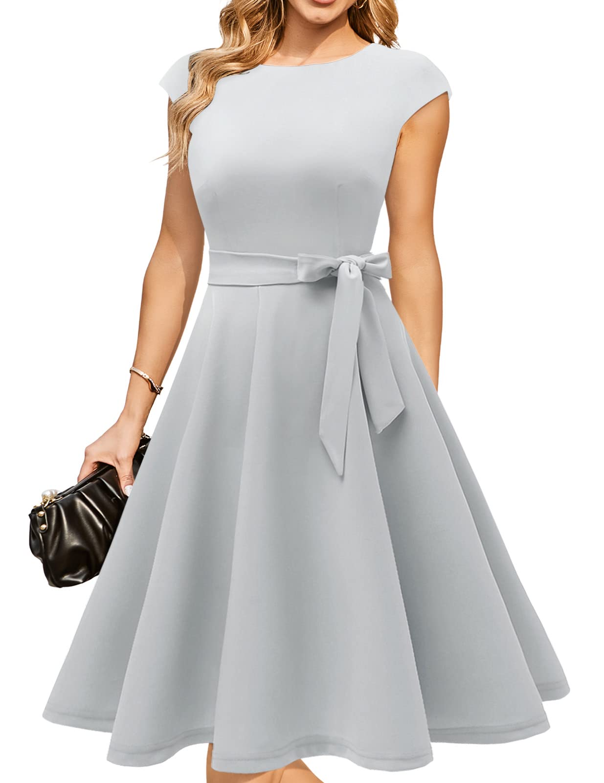Vintage Women's Casual A-Line Dress for Cocktail Tea Party & Summer Work | Elegant Flowy Office & Outdoor Occasion Wear