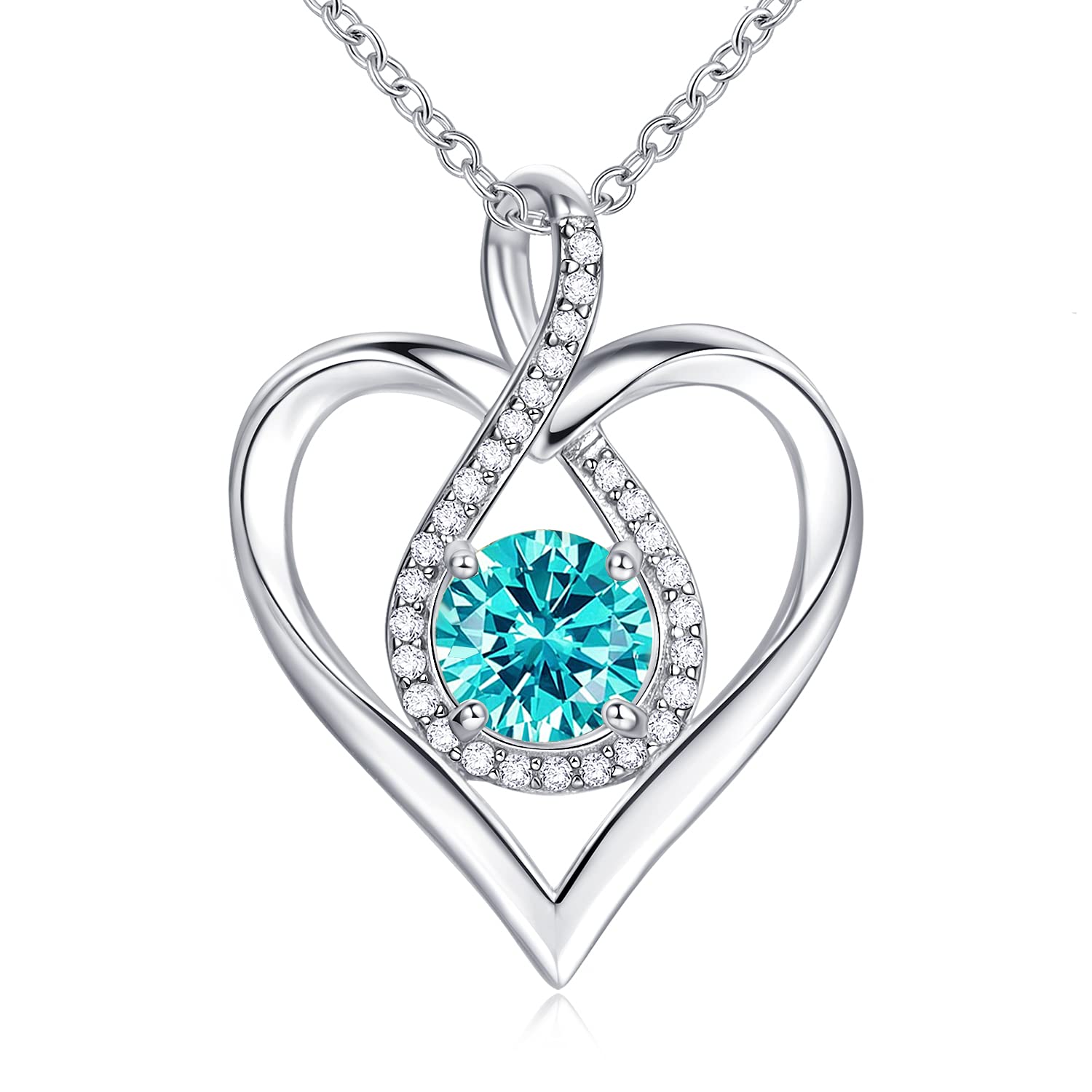925 Sterling Silver Gold Plated Birthstone Infinity Heart Pendant Necklace for Women - Mother's Day, Anniversary & Birthday Gift for Wife, Mom & Her | Perfect for Valentine's Day, Wedding & Romantic Occasions