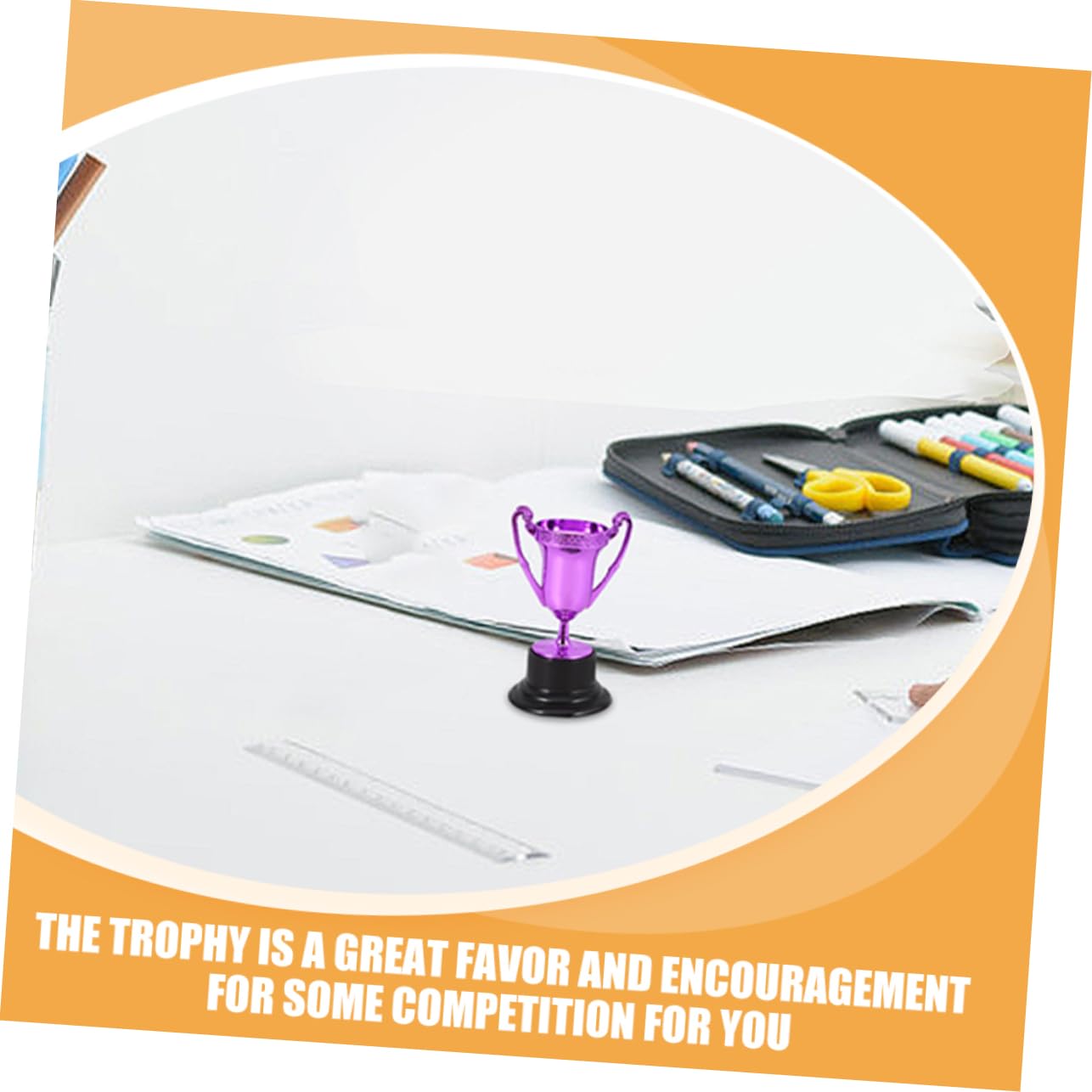 POPETPOP Gold Trophy Cup - Award Ceremony Decoration, Plastic Purple Competition Trophy for Sports, Academic & Corporate Events