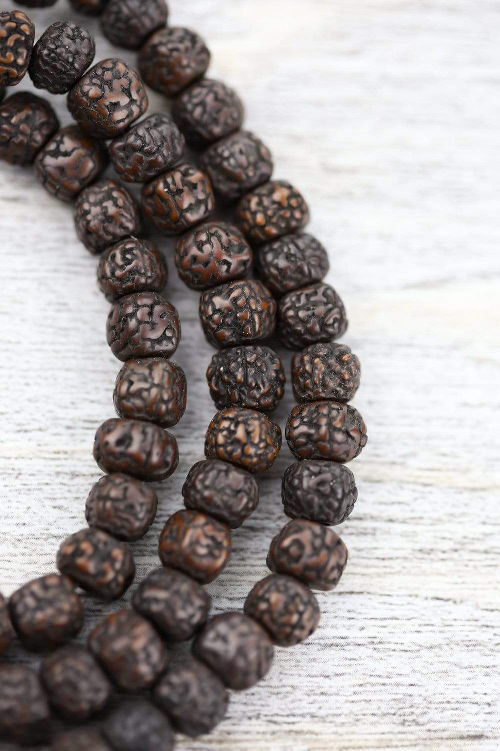 Authentic Aged Dark Rudraksha Mala Bead Necklace & Bracelet Set for Meditation, Yoga, and Spiritual Healing - Handmade Prayer Beads for Buddhist & Hindu Devotion