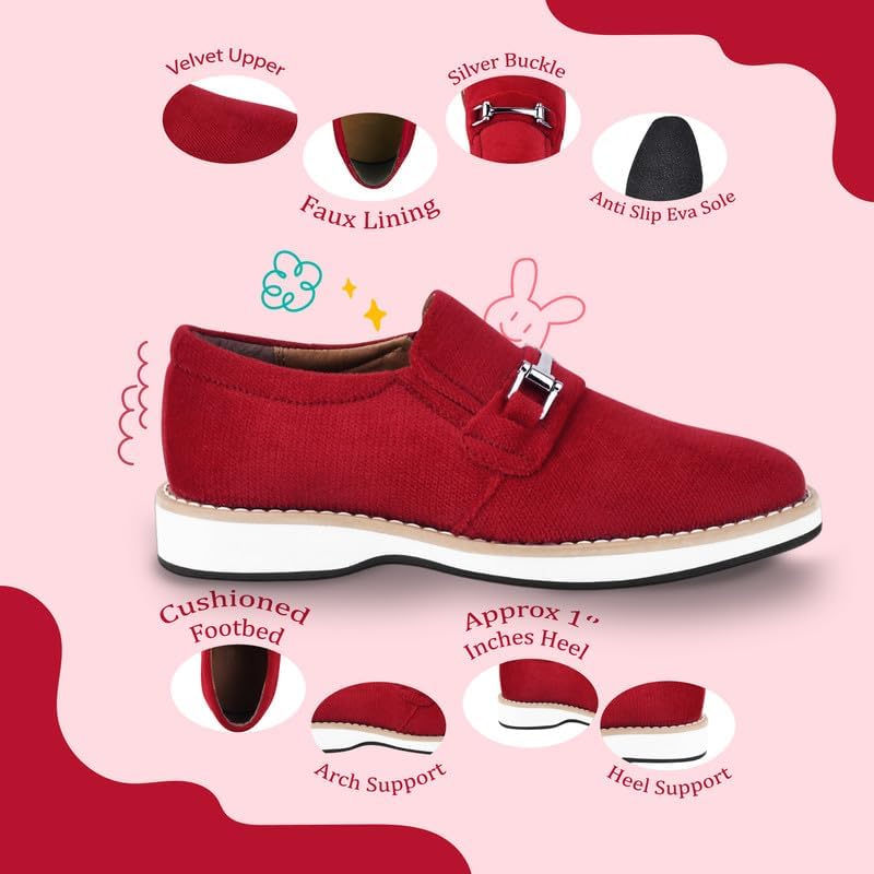 LIBERTYZENO Boys Velvet Dress Loafers - Kids Slip-On Buckle Shoes for Easter, School & Special Occasions | Comfortable & Stylish Formal Footwear