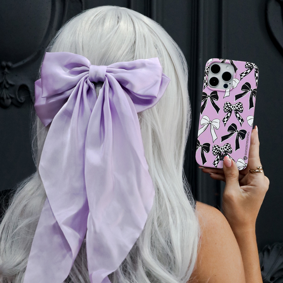 Beetlejuice Bows Design iPhone Case - Stylish & Protective Phone Cover for iPhone 13/14/15 Pro Max - Perfect for Halloween, Cosplay & Movie Fans
