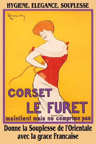 Corset le Furet Fine Art Canvas Print - 20x30 Inches Wall Decor for Living Room, Bedroom & Office - Vintage French Fashion Artwork