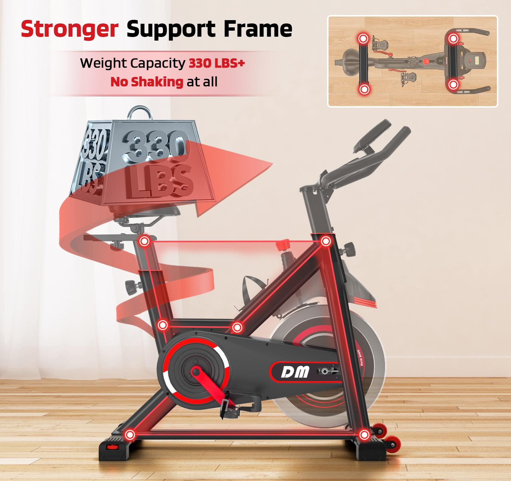 DMASUN Indoor Cycling Bike - Stationary Exercise Bike with Comfortable Seat Cushion & Digital Pulse Display - Perfect for Home Gym, Cardio Workout & Fitness Training