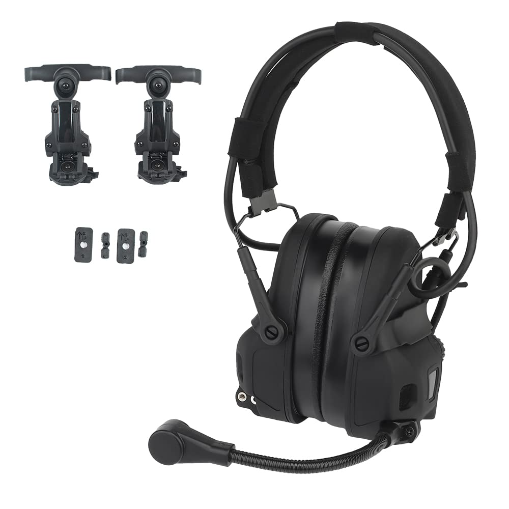 Tactical Headset for Hunting & Shooting - Noise Cancelling Headphones Compatible with OPS Core ARC & Wendy Helmets - 2-in-1 GEN 6 Head Mounted Communication System for Military, Airsoft & Outdoor Adventures