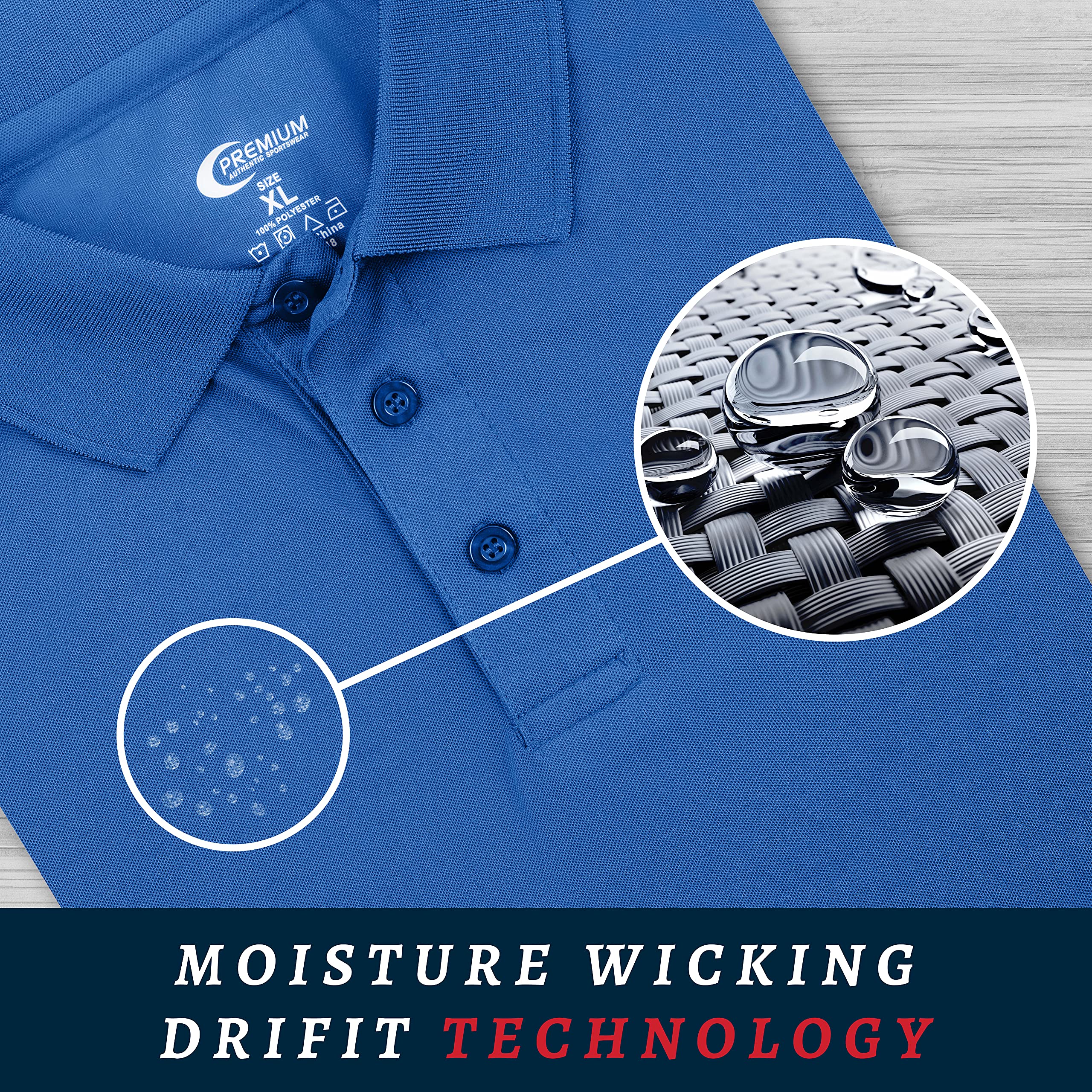 Premium Moisture-Wicking Men's Polo Shirt - Quick-Dry, Breathable & Comfortable for Golf, Work & Outdoor Activities