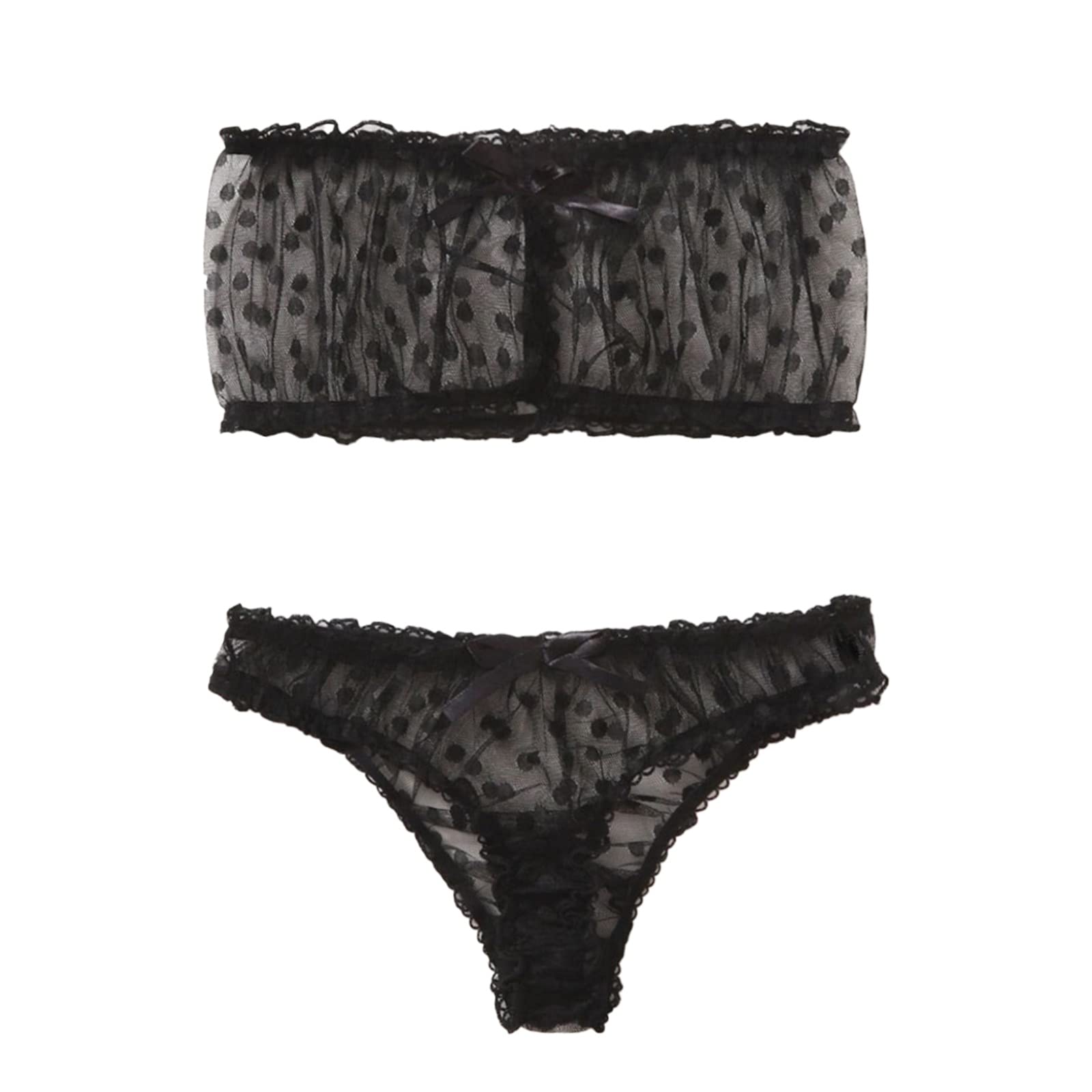 Wireless Lingerie Set for Women - Comfortable Thin Pajamas with Lace Bra & Panty | Sleepwear, Lounge & Romantic Occasions
