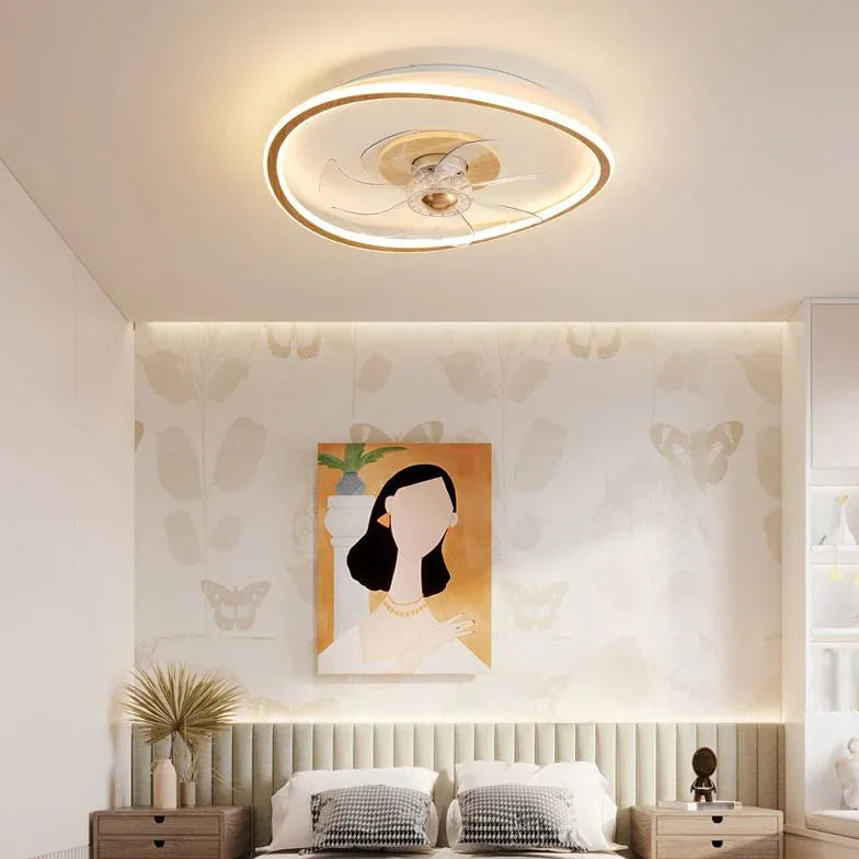 Warm Toned Invisible Ceiling Fan with Light - Energy Efficient Flush Mount Fan for Bedroom, Living Room & Office - Quiet Operation & Dimmable LED Lighting