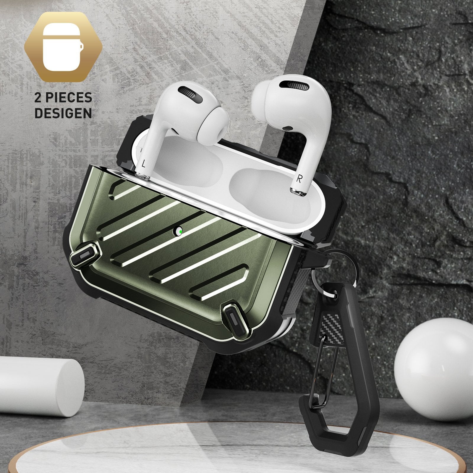 Apple AirPods Pro Case - Unicorn Beetle Pro Rugged Protective Cover with Shockproof Design, Dark Green - Perfect for Outdoor Activities, Sports & Travel