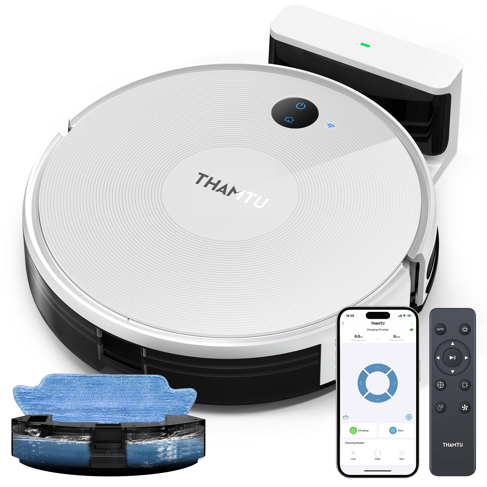 Smart Robot Vacuum and Mop Combo - 2-in-1 Self-Charging with Strong Suction & Alexa Voice Control - Ideal for Hardwood Floors & Pet Hair Cleaning - Home & Office Use