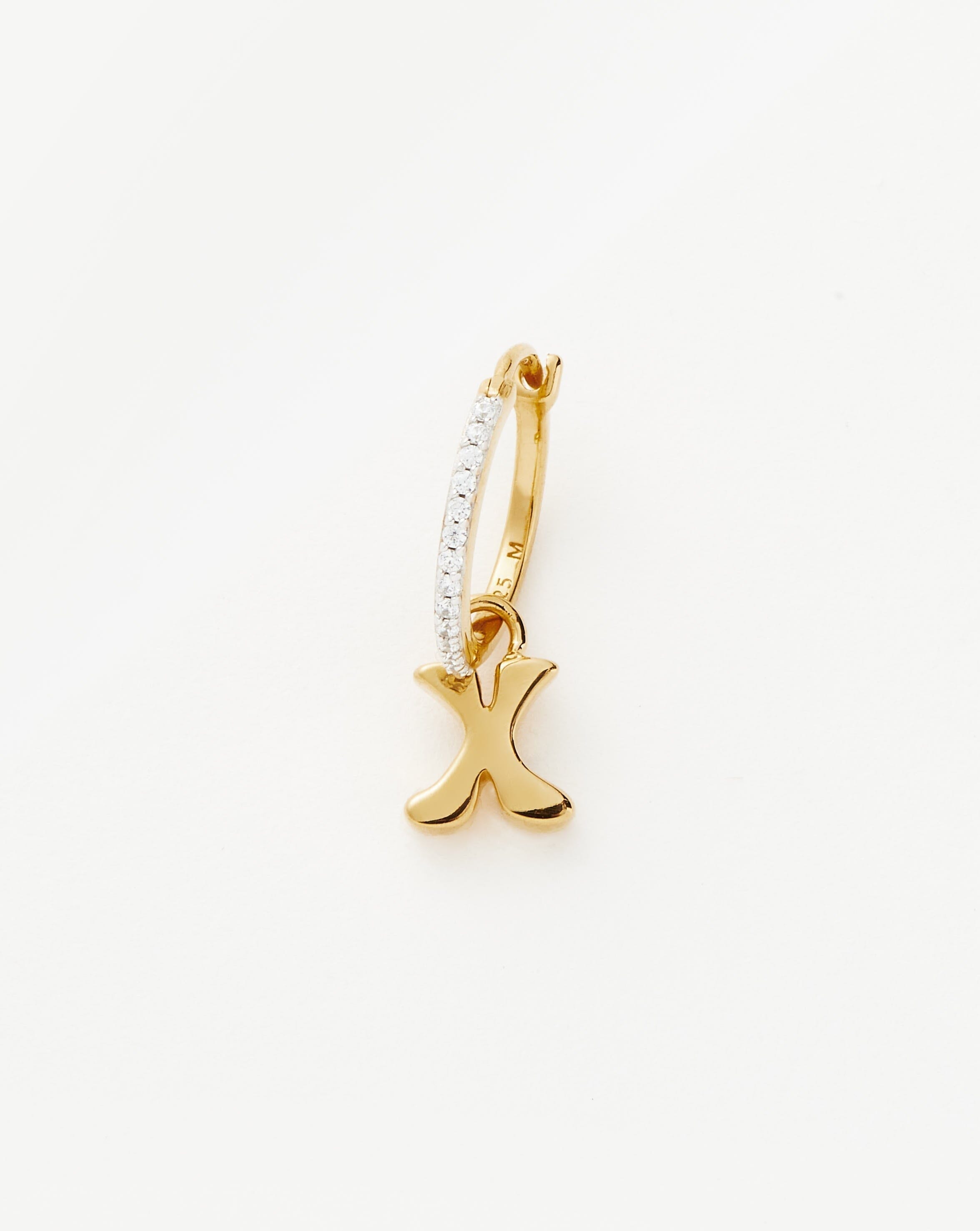 Initial X Single Charm Hoop Earring - 18k Gold Vermeil for Women | Personalized Jewelry Gift for Her | Perfect for Everyday Wear & Special Occasions