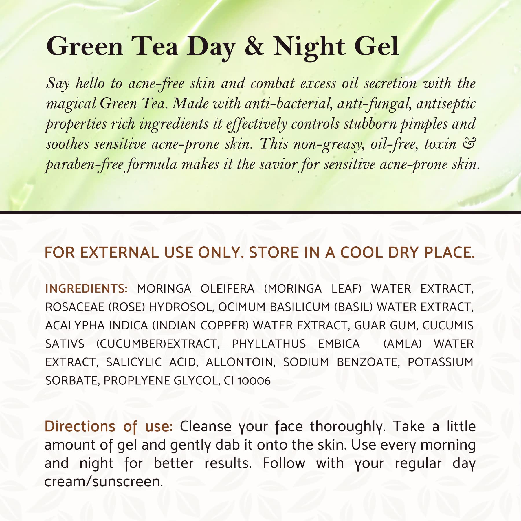 Grewaa Green Tea Acne Gel for Sensitive Skin - 30g Natural Non-Comedogenic Moisturizer for Pimples & Breakouts | Perfect for Daily Skincare & Overnight Spot Treatment