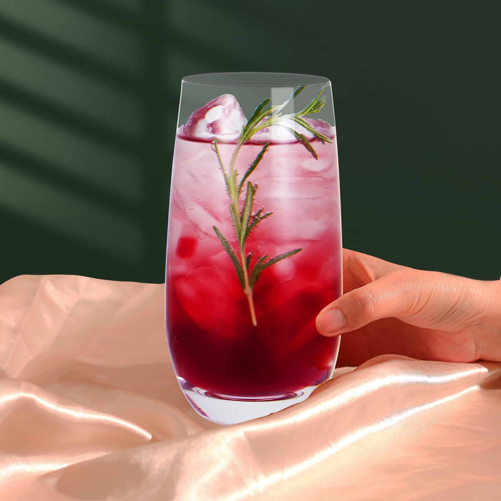 6-Piece Highball Glasses Set - 16 oz Cocktail Glasses for Mojito, Collins & Mixed Drinks - Durable Barware for Home, Parties & Restaurants