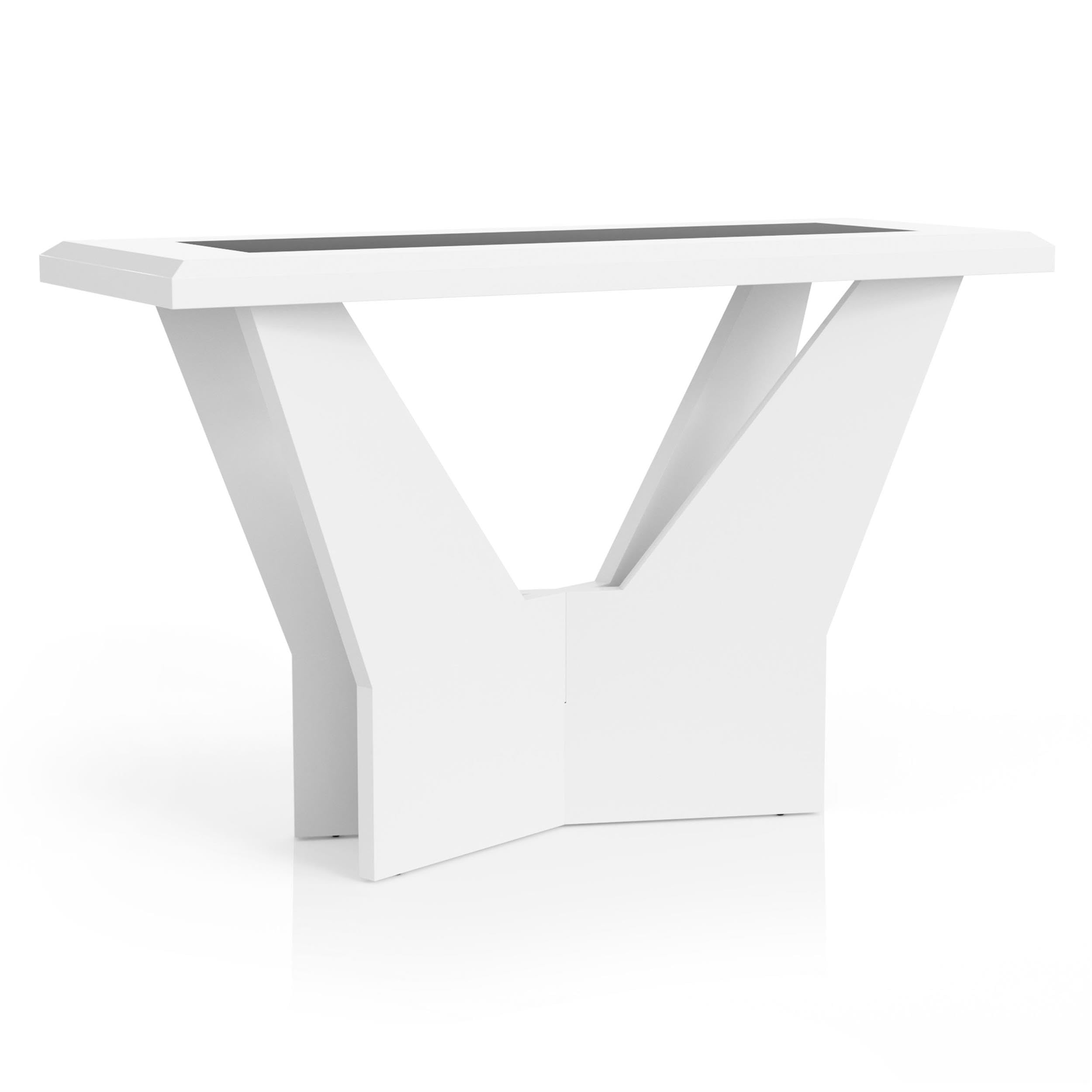 Avens Contemporary White Wood Geometric Sofa Table - Modern Accent Furniture for Living Room, Entryway & Office - Stylish Side Table for Small Spaces