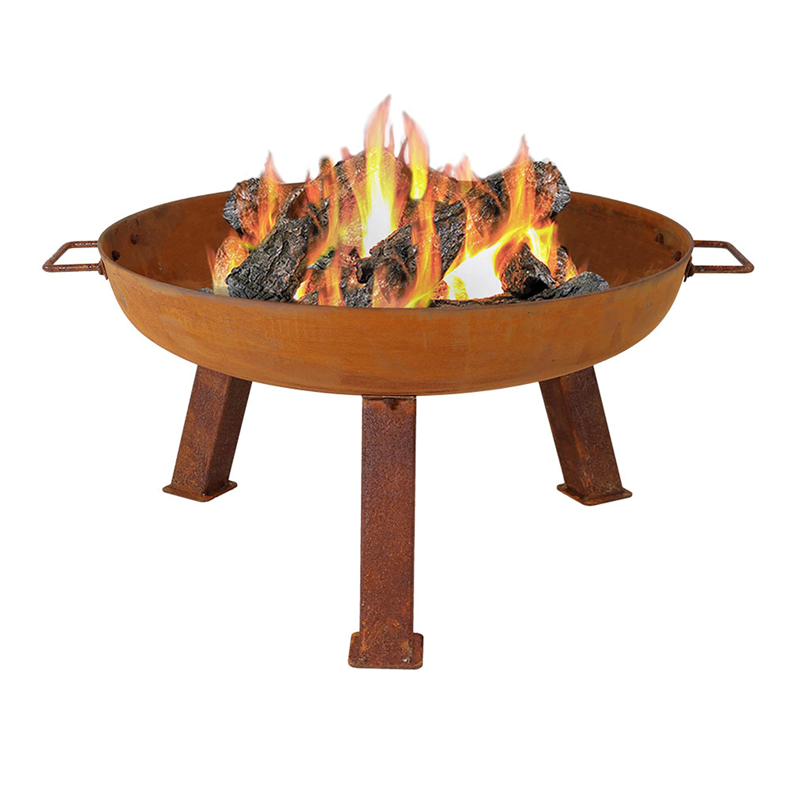 24-Inch Heavy-Duty Cast Iron Wood-Burning Fire Pit for Outdoor Use - Rustic Oxidized Finish with Convenient Handles - Perfect for Backyard Gatherings, Camping Trips and Patio Decor