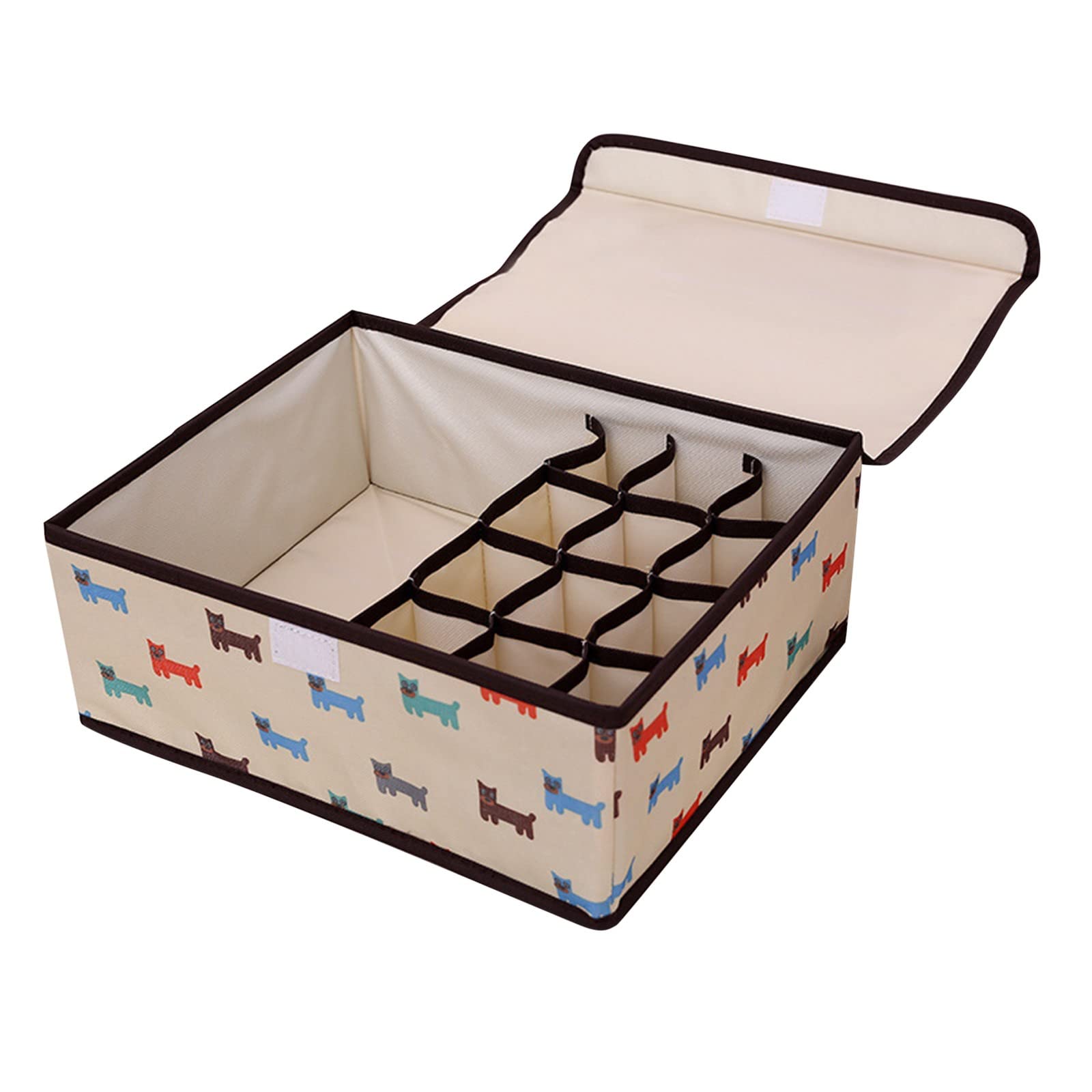 600D Oxford Washable Underwear Storage Box with Drawers - Foldable Cloth Bra & Sock Organizer for Closet, Travel & Laundry Room (One Size, Grey)