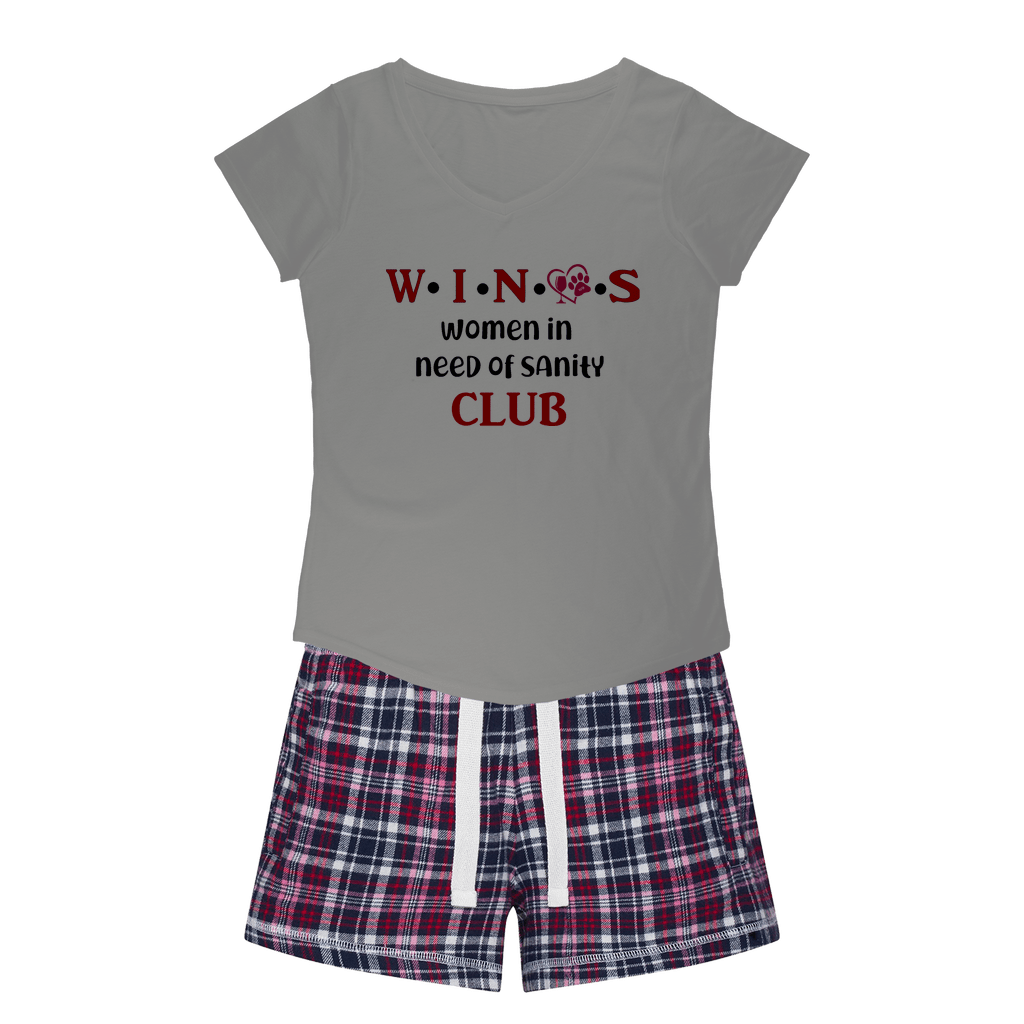 Wine Lovers Club Cozy Sleep Tee & Flannel Shorts for Women - Perfect for Girls Night In, Wine Tasting & Relaxing at Home