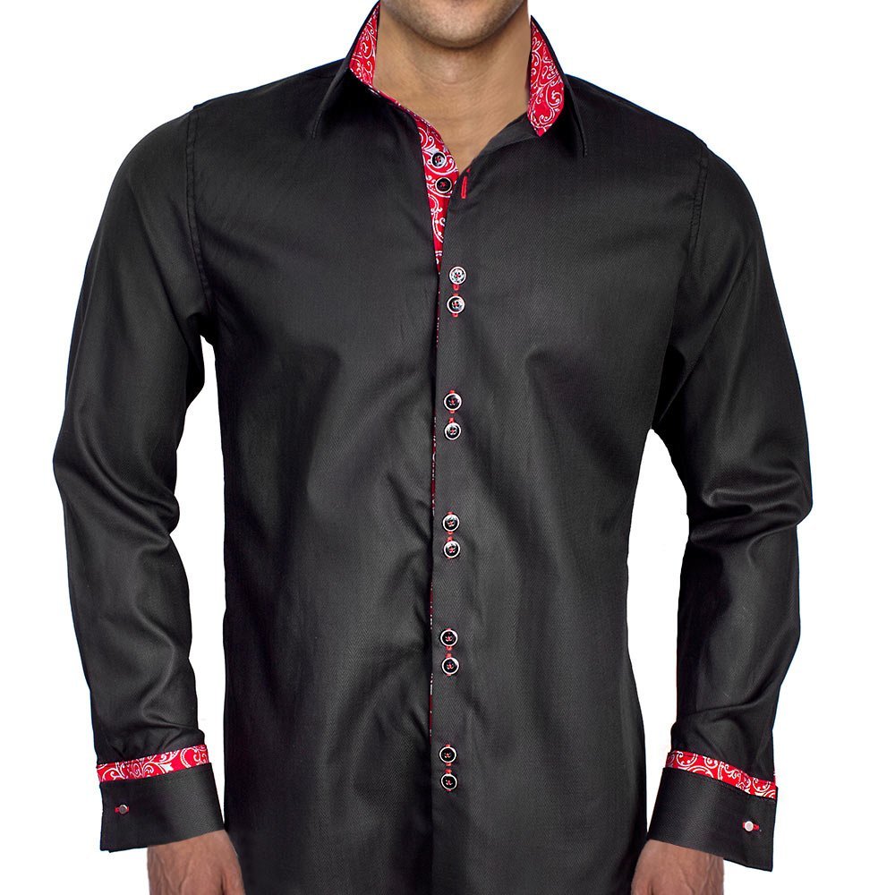 Premium Black & Red French Cuff Dress Shirts for Men - USA Made Formal Business Attire - Perfect for Weddings, Office Meetings & Special Occasions