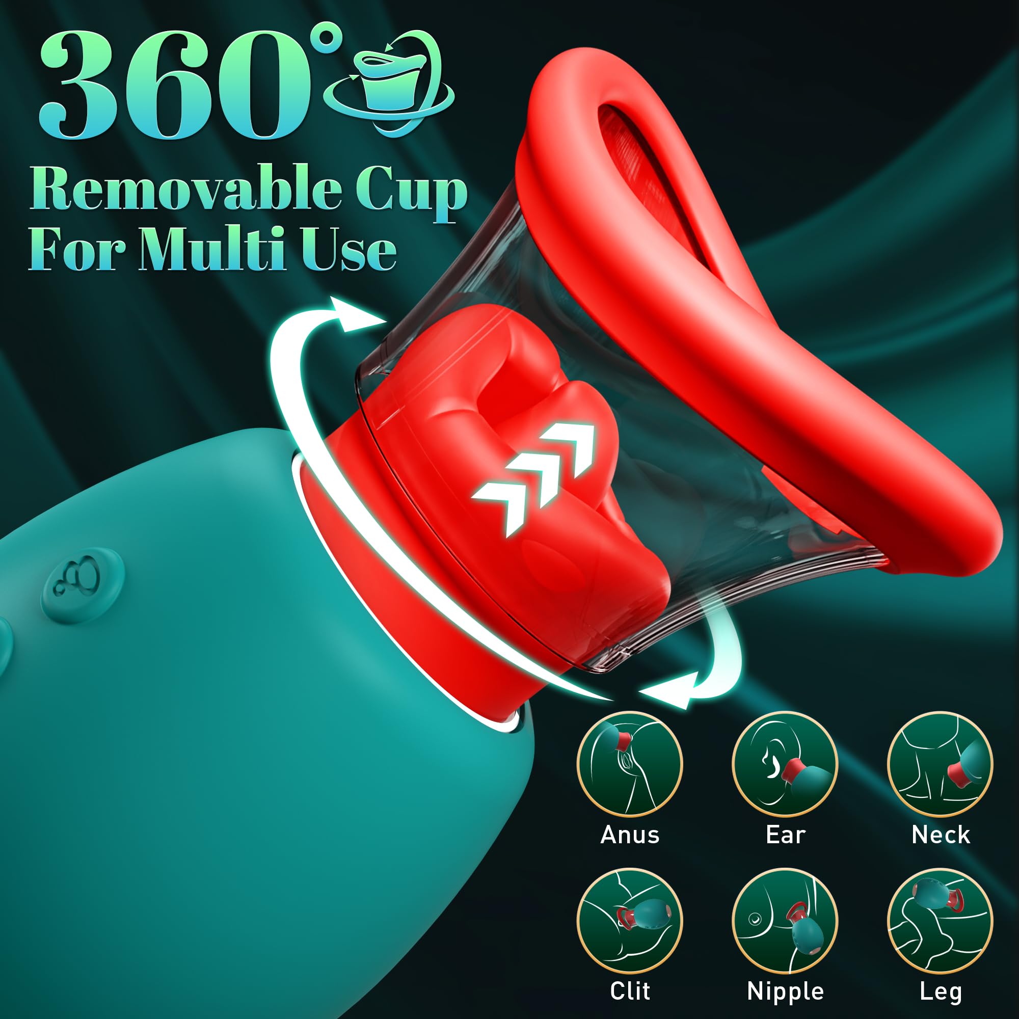 4IN1 Rose Adult Toy for Couples - Suction Vibrator with 10 Kissing Modes & Tongue Licking, 3 Auto/Manual Suction Cup Settings for Clit, G-Spot & Nipple Stimulation - Women's Pleasure Toy for Romantic Nights & Solo Play