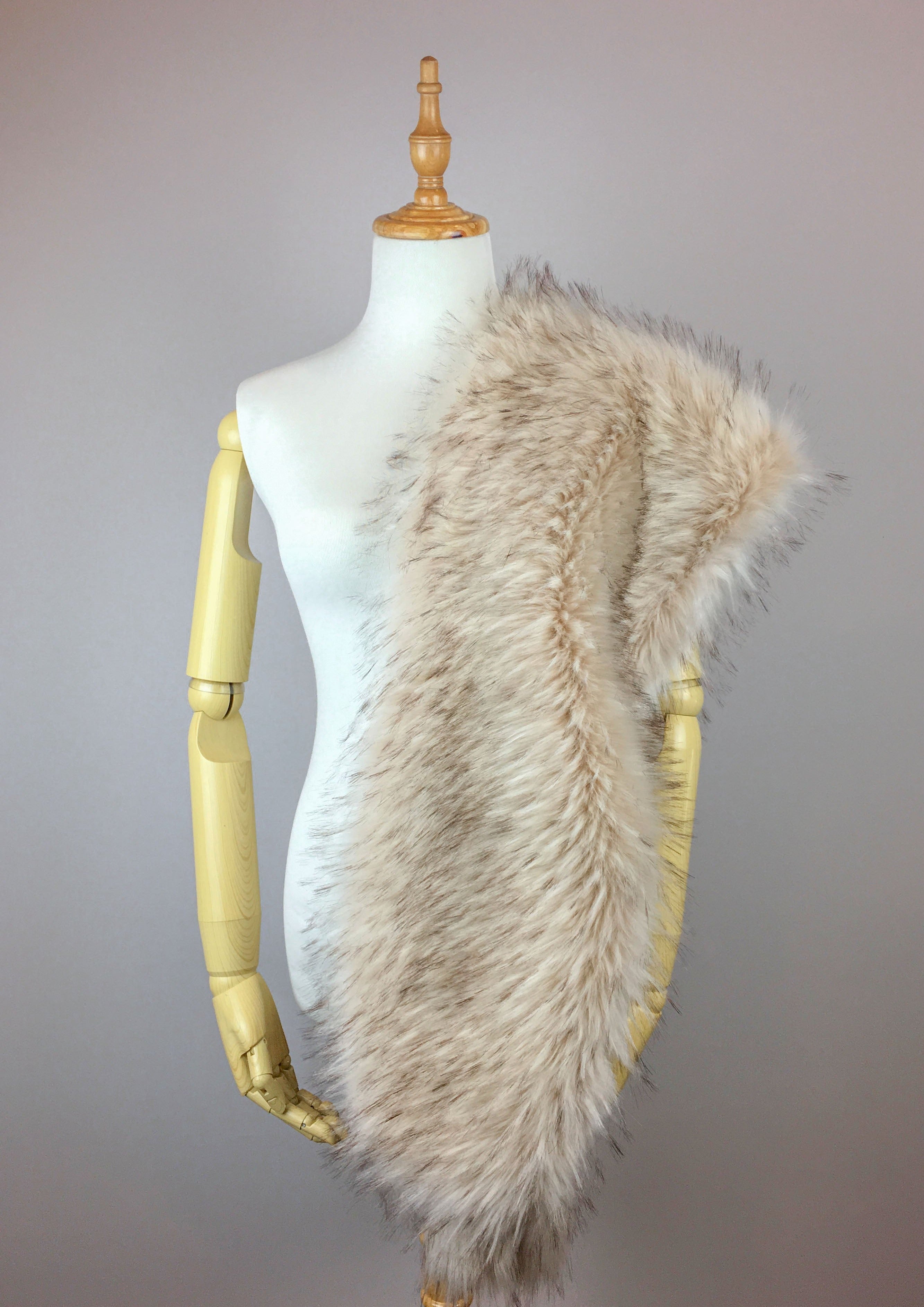 Blush Pink Faux Fur Shawl with Black Tips - Elegant Winter Wrap for Women | Perfect for Parties, Weddings & Cold Weather Outfits (Lilian Blu02)