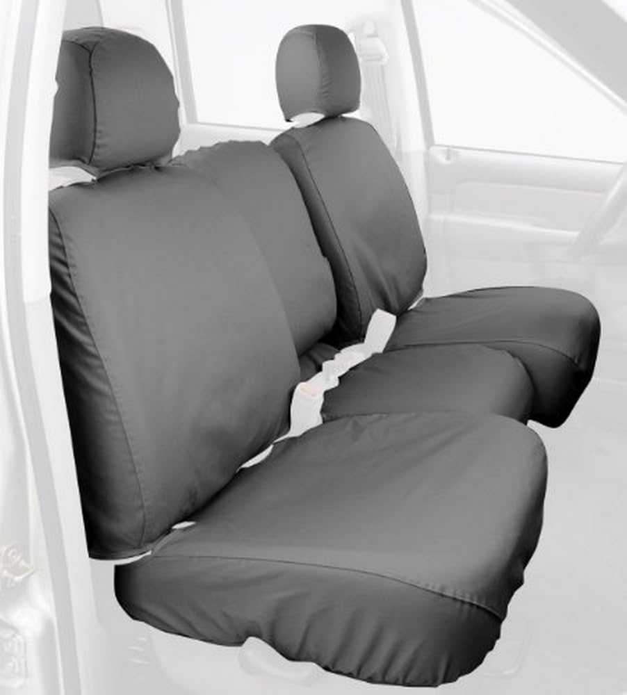 Covercraft Custom-Fit Rear-Second Seat Bench SeatSaver Car Seat Covers - Premium Polycotton Fabric, Grey | Perfect for Pets, Kids & Road Trips