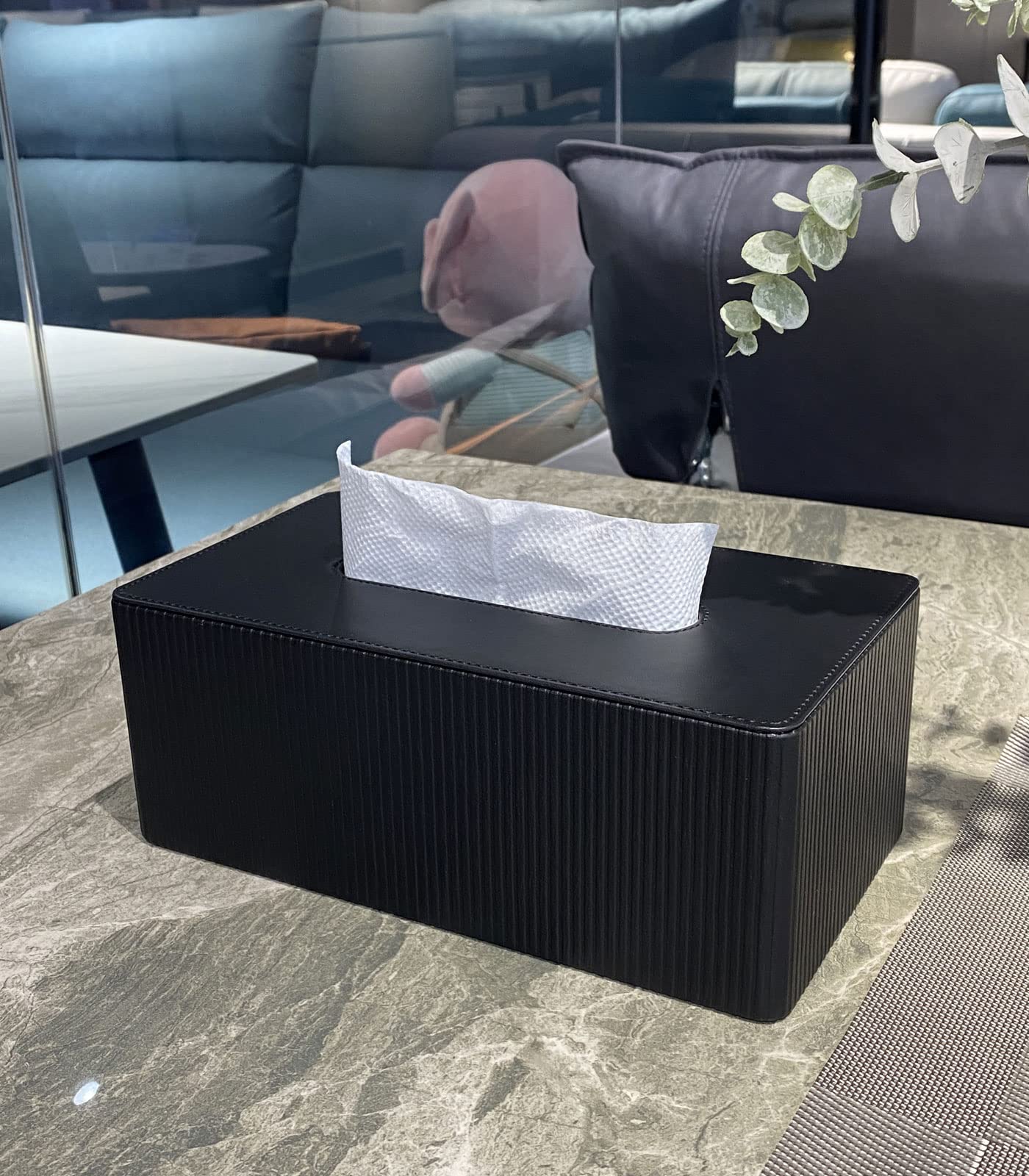 Premium PU Leather Tissue Box Cover with Magnetic Closure - Modern Rectangular Tissue Box Holder for Bathroom, Vanity, Nightstand & Office Desk | Decorative Organizer for Home & Office Use