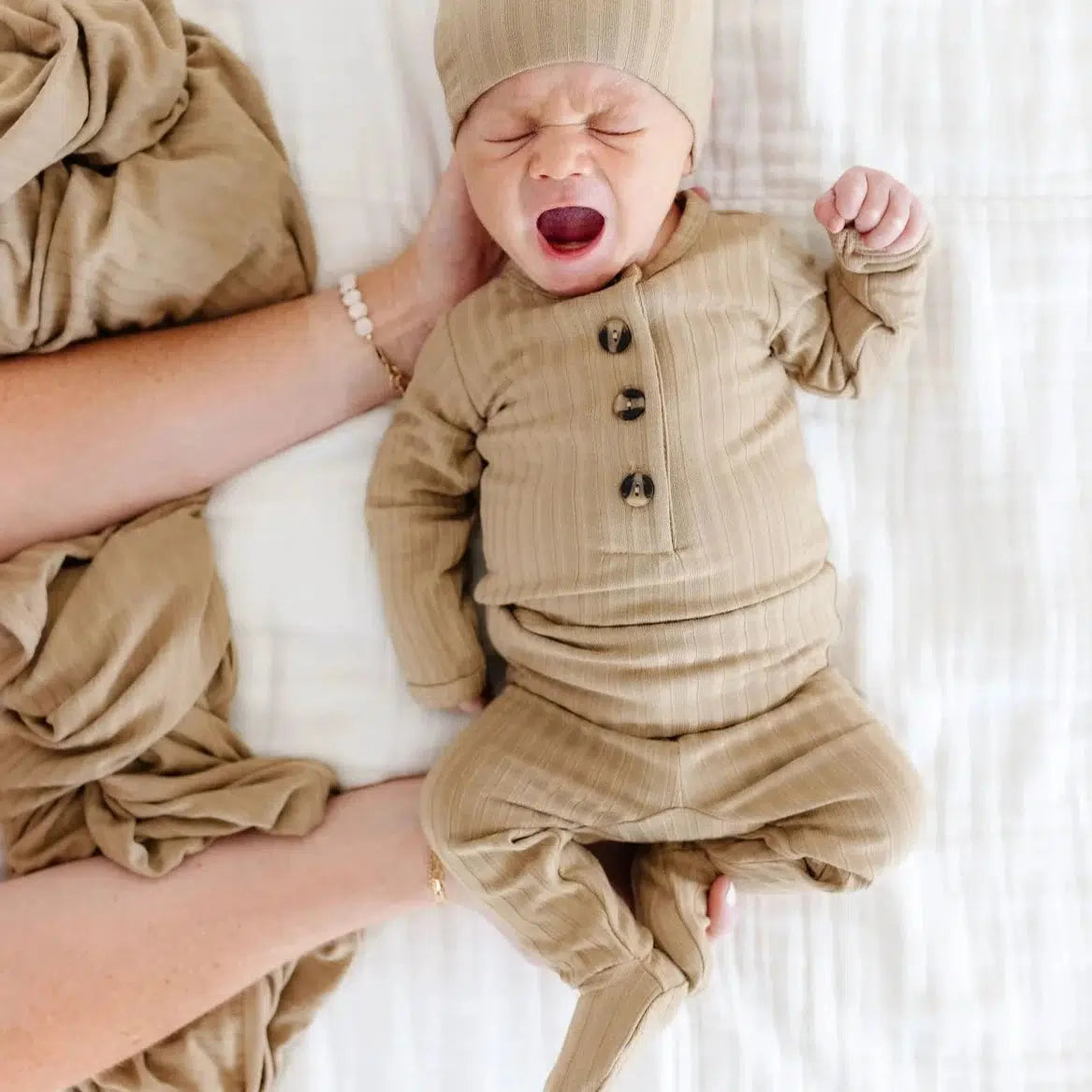 Lou Lou & Co Matching Top and Bottom Set - Soft & Comfortable Sand Color Outfit for Toddlers | Perfect for Playdates, Daycare, and Family Photos