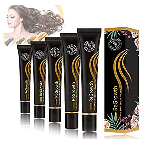 Regrowth Organic Hair Serum Roller Set - Triple Roll-On Massager for Hair Growth & Scalp Care - Anti-Hair Loss Treatment for All Hair Types (5pcs) - Perfect for Daily Hair Care Routine & Thinning Hair Solution