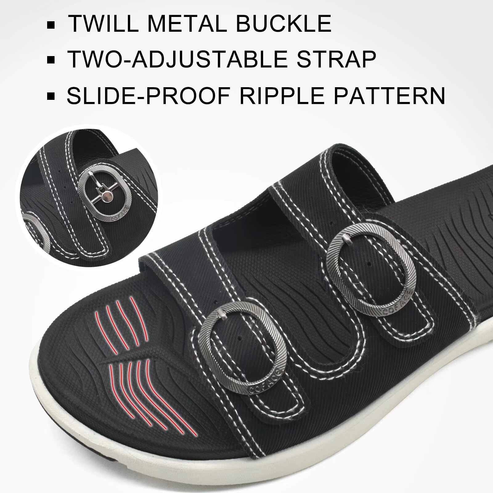 **COFACE Women's Orthotic Slides - Plantar Fasciitis Relief Sandals with Arch Support, Soft Cushion & Adjustable Straps - Comfortable Slip-On Flat Sandals for Yoga, Home, and Casual Wear**