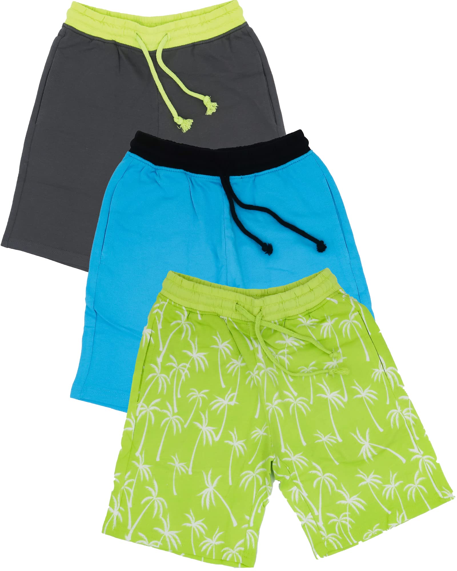 BROOKLYN VERTICAL Boys 3-Pack Cotton French Terry Jogger Shorts with Drawstring & Pockets - Athletic & Casual Wear for Sports, Play & Everyday Comfort