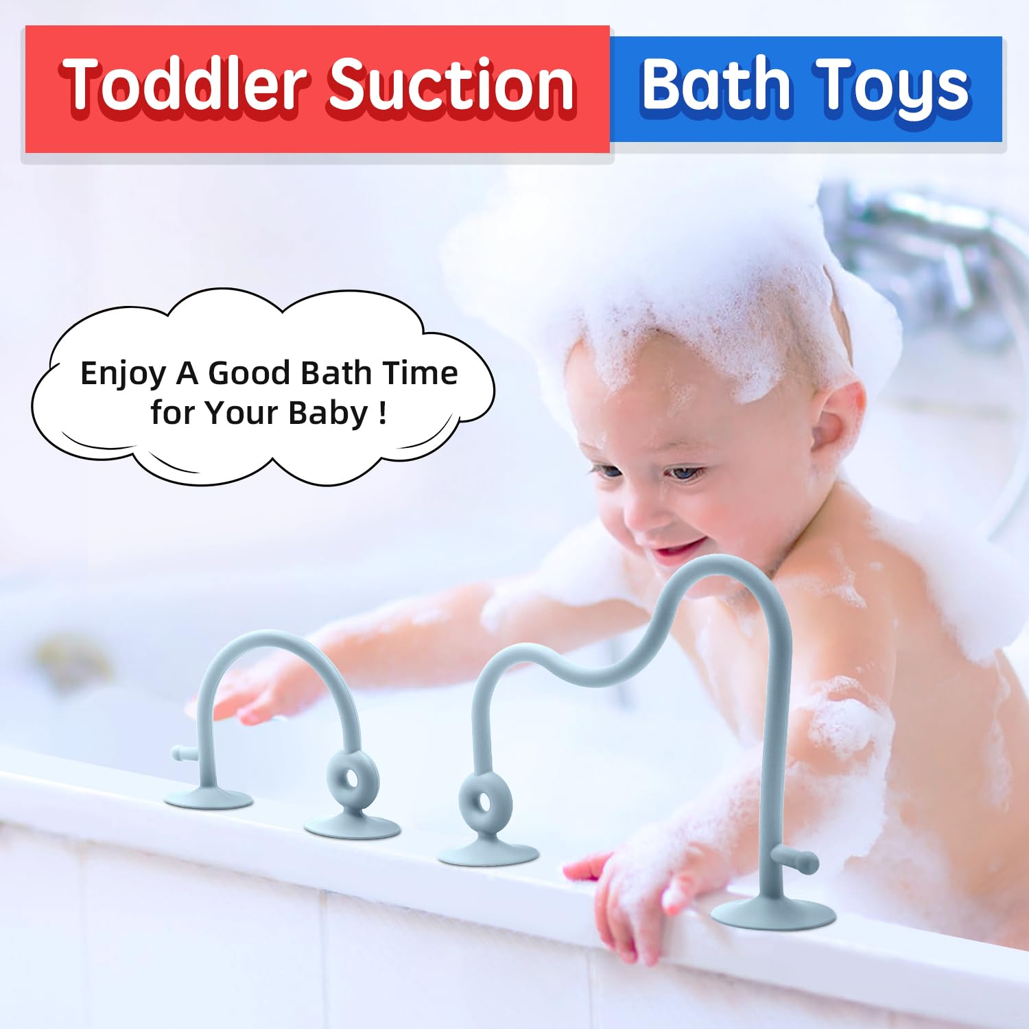Baby Sensory Teething Chew Toy - Food Grade Silicone Teether with Oak Loop for Infants 6-24 Months | Montessori Educational High Chair Suction Toy & Bath Toy for Toddlers | Perfect for Soothing Gums, Playtime & Parent-Child Bonding (Blue)