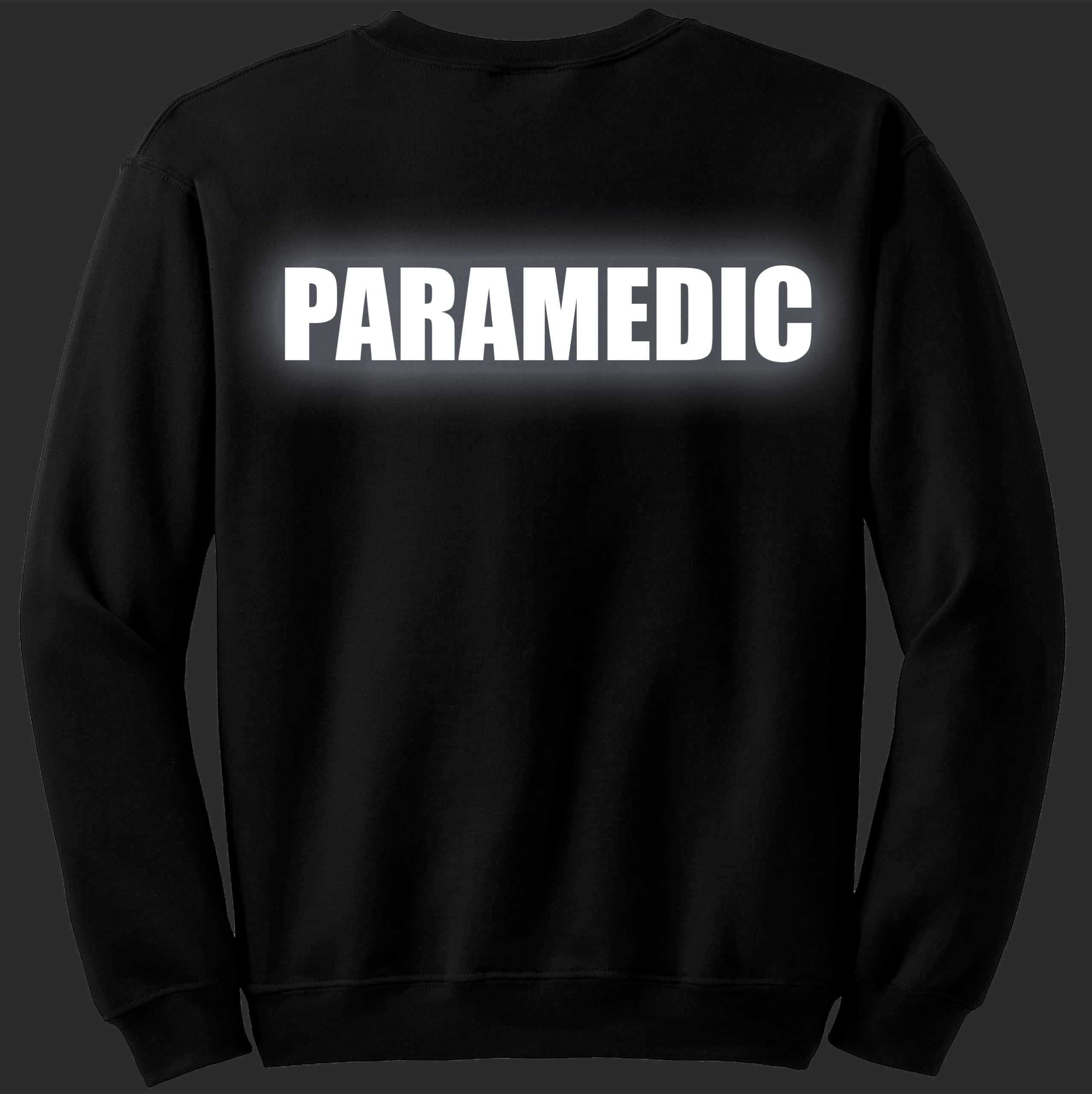 Paramedic Crewneck Sweatshirt with Reflective Strips - Front & Back Safety Design - Comfortable EMT Workwear for Emergency Responders & First Aid Scenarios