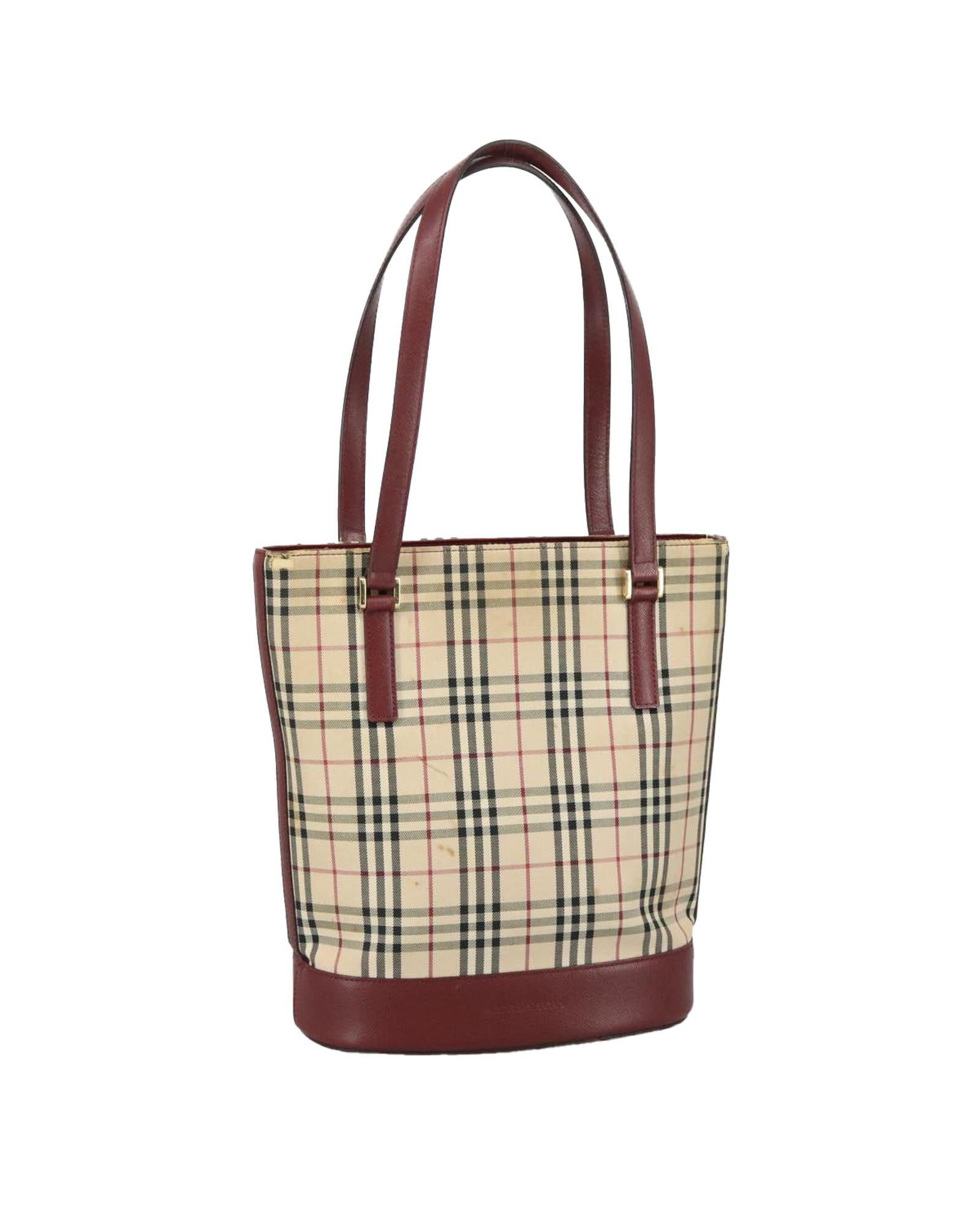 Burberry Check Tote Bag for Women - Classic Plaid Designer Handbag with Leather Trim, Perfect for Work, Travel & Everyday Use
