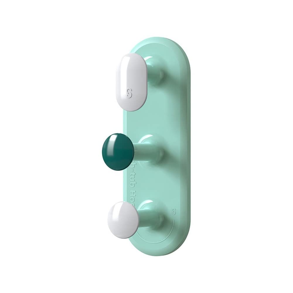 WISELADY 4-Pack Multifunctional Adhesive Wall Hooks - Waterproof Plastic Storage Hooks for Towels, Washbasin & Home Organization (Light Green) | Perfect for Bathroom, Kitchen & Dorm Room Storage Solutions