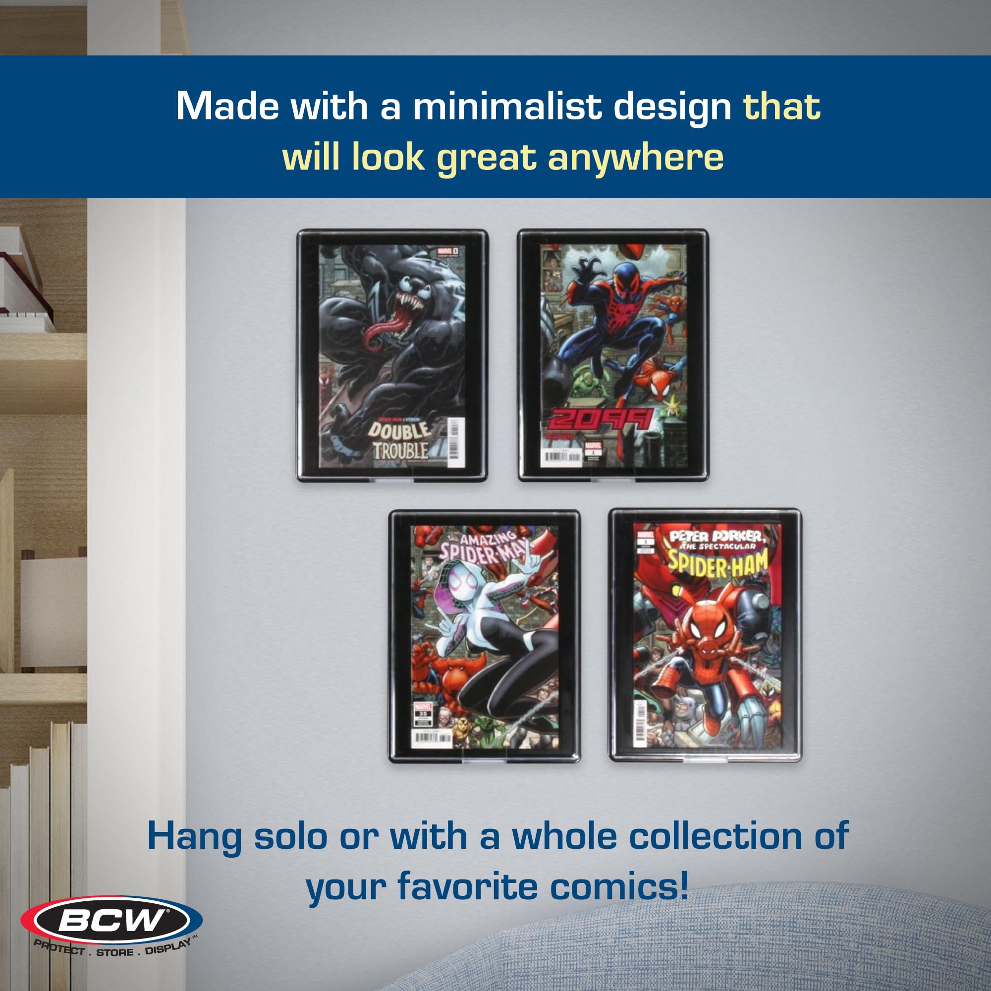 BCW Comic Book Showcase Frame - 2 Pack | Modern Comic Book Display Case & Wall Holder for Collectors | Perfect for Home, Office, or Comic Store Decor