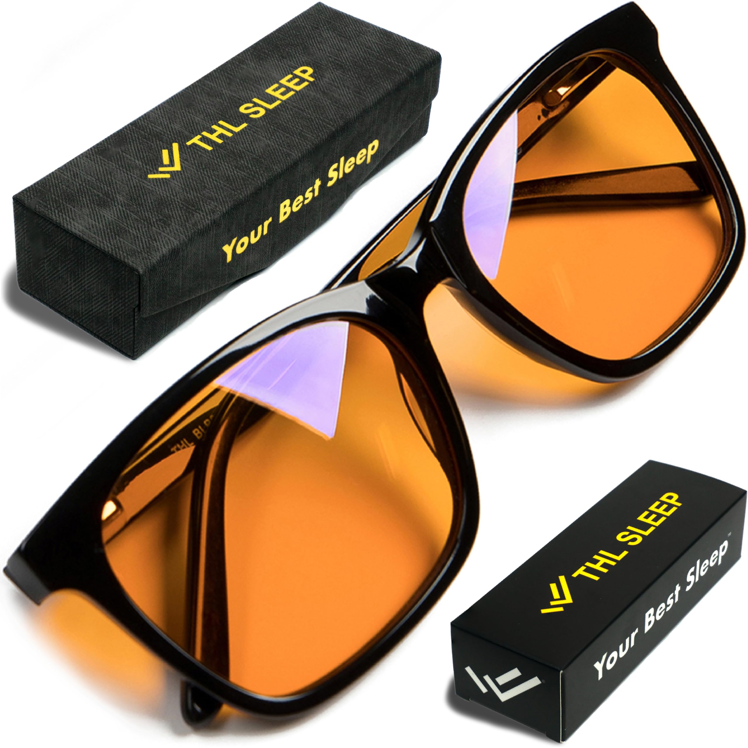 XL Orange Blue Light Blocking Glasses for Better Sleep & Eye Strain Relief - Premium 99.5% Acetate Computer & Gaming Glasses for Men with Amber Tint - Reduce Migraine & Digital Eye Fatigue - Ideal for Nighttime Use, Screen Time, Gaming & TV Watching