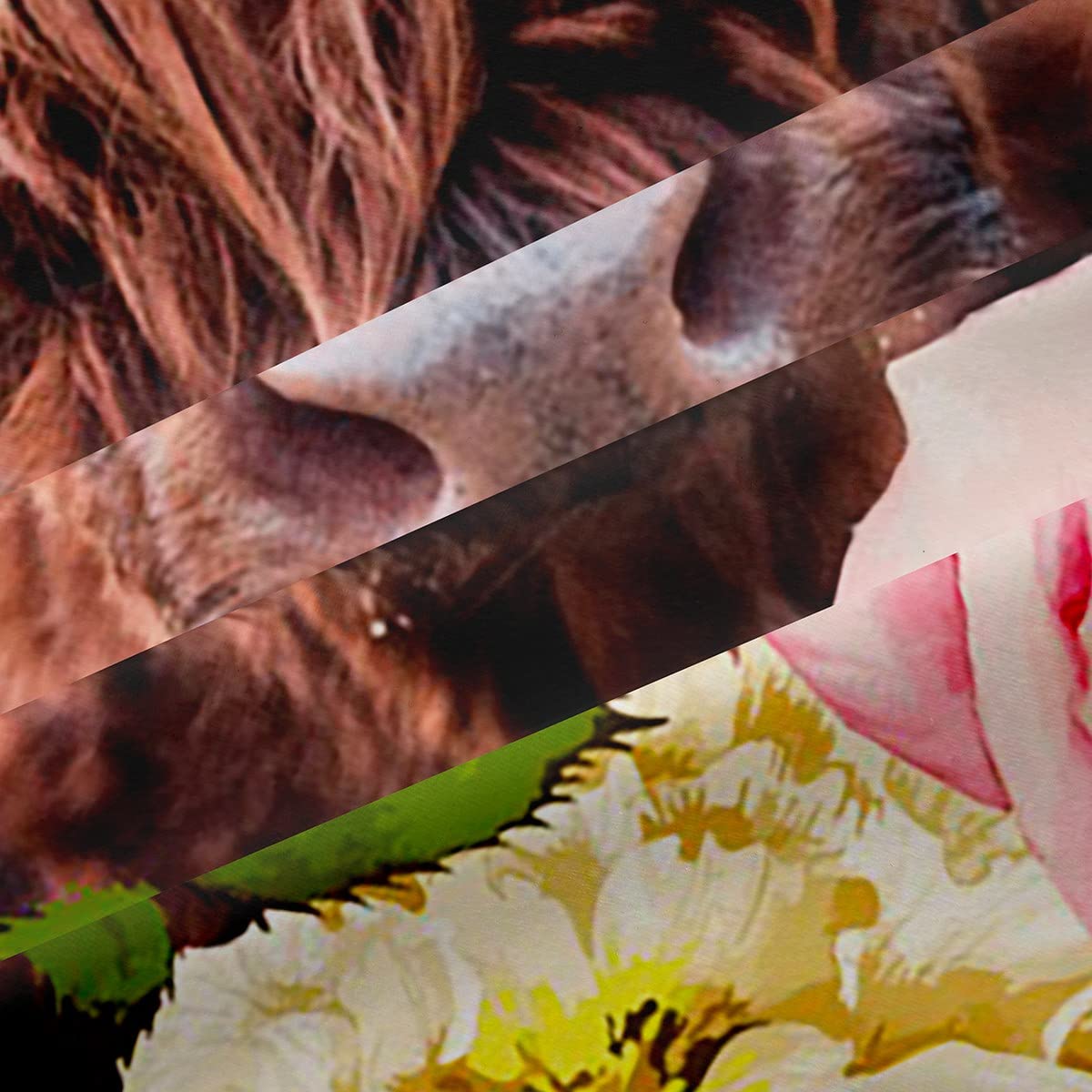 Highland Cow Window Curtains 52x96 Inches - 2 Panels Safari Animal Print Drapes for Bedroom, Living Room & Kids Room | Brown Cheetah Leopard Floral Pattern with Teal Blue Wooden Decor | Perfect for Farmhouse, Nursery & Jungle Theme Decorations