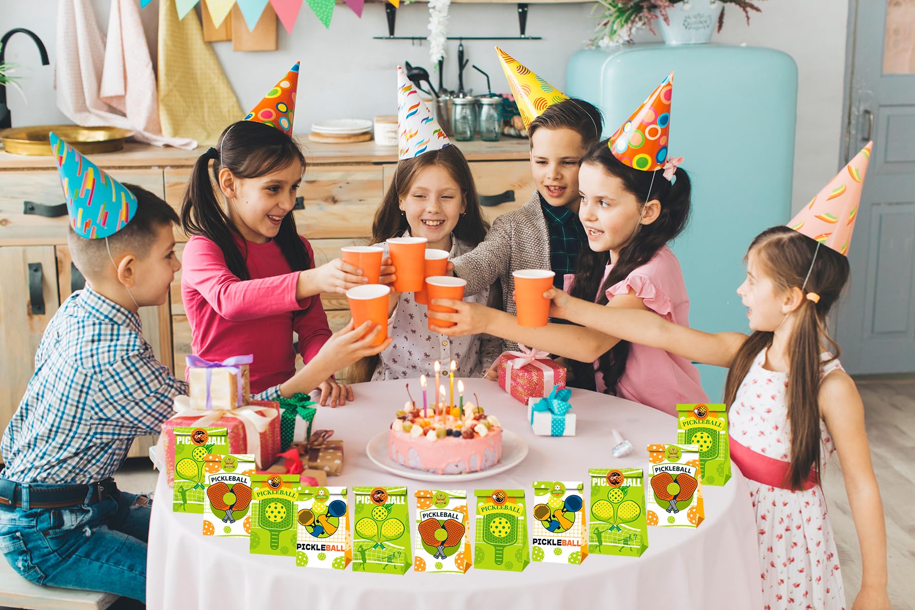 12 Pcs Pickleball Party Favor Bags with Stickers - Goodie Bags for Candy, Treats & Party Decorations | Perfect for Pickleball Birthday Parties, Tournaments & Gift Exchanges