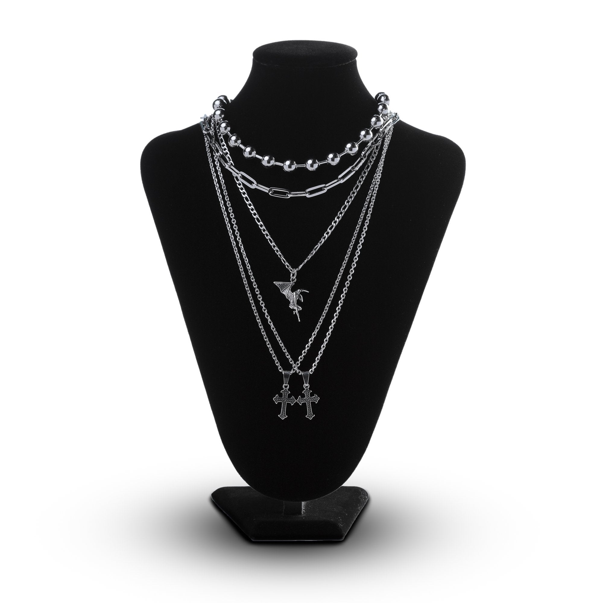 Mirror Finish Men's Stainless Steel Necklace Stack - Layered Pendant Chain for Casual & Formal Wear - Perfect for Everyday Style, Gifts & Special Occasions
