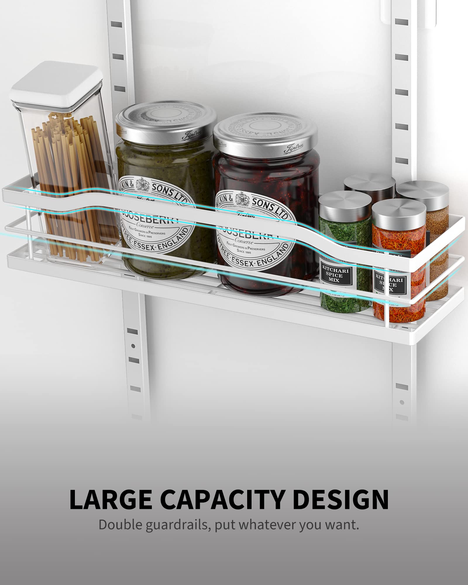 Moforoco White 9-Tier Over The Door Pantry Organizer - Metal Hanging Spice Rack Shelves for Kitchen, Bathroom & Laundry Room Storage - Space Saving Home Organization Solution for Spices, Toiletries & Cleaning Supplies
