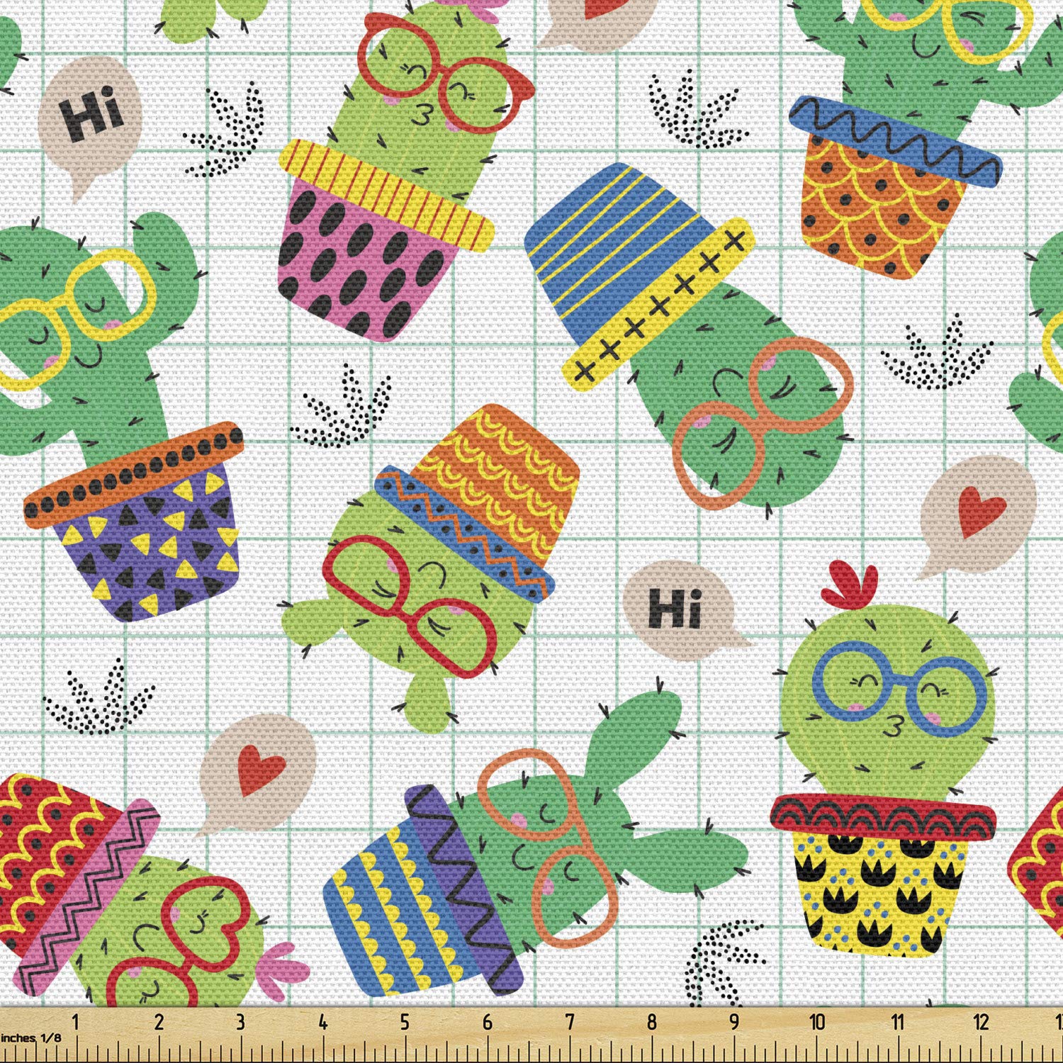 Ambesonne Cactus Print Fabric by The Yard - Summer Tone Cacti & Succulent Pattern for Upholstery, DIY Home Decor, Curtains & Pillow Covers - 10 Yards Multicolor Decorative Cotton Material | Perfect for Boho Chic Bedroom, Living Room & Craft Projects