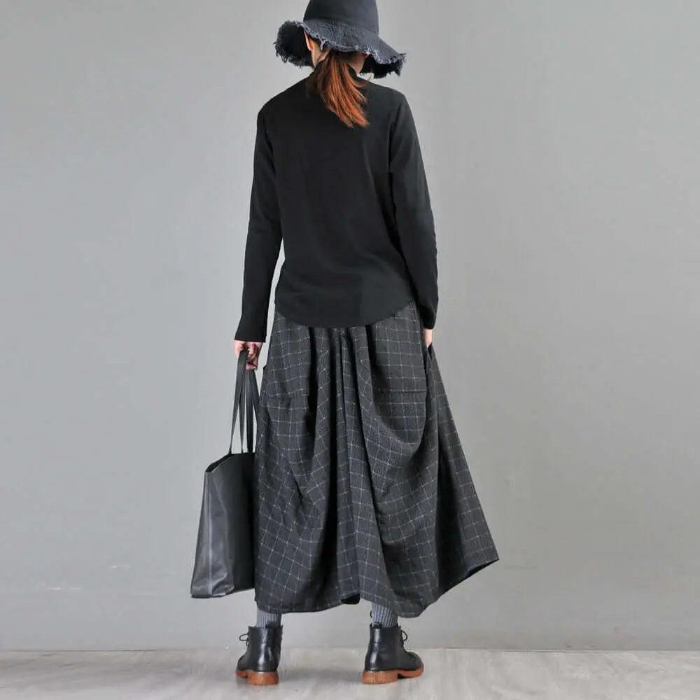 Stylish Houndstooth Cropped Wide Leg Cotton Pants for Women - Comfortable & Trendy High Waist Trousers for Office, Casual Outings & Fall Fashion