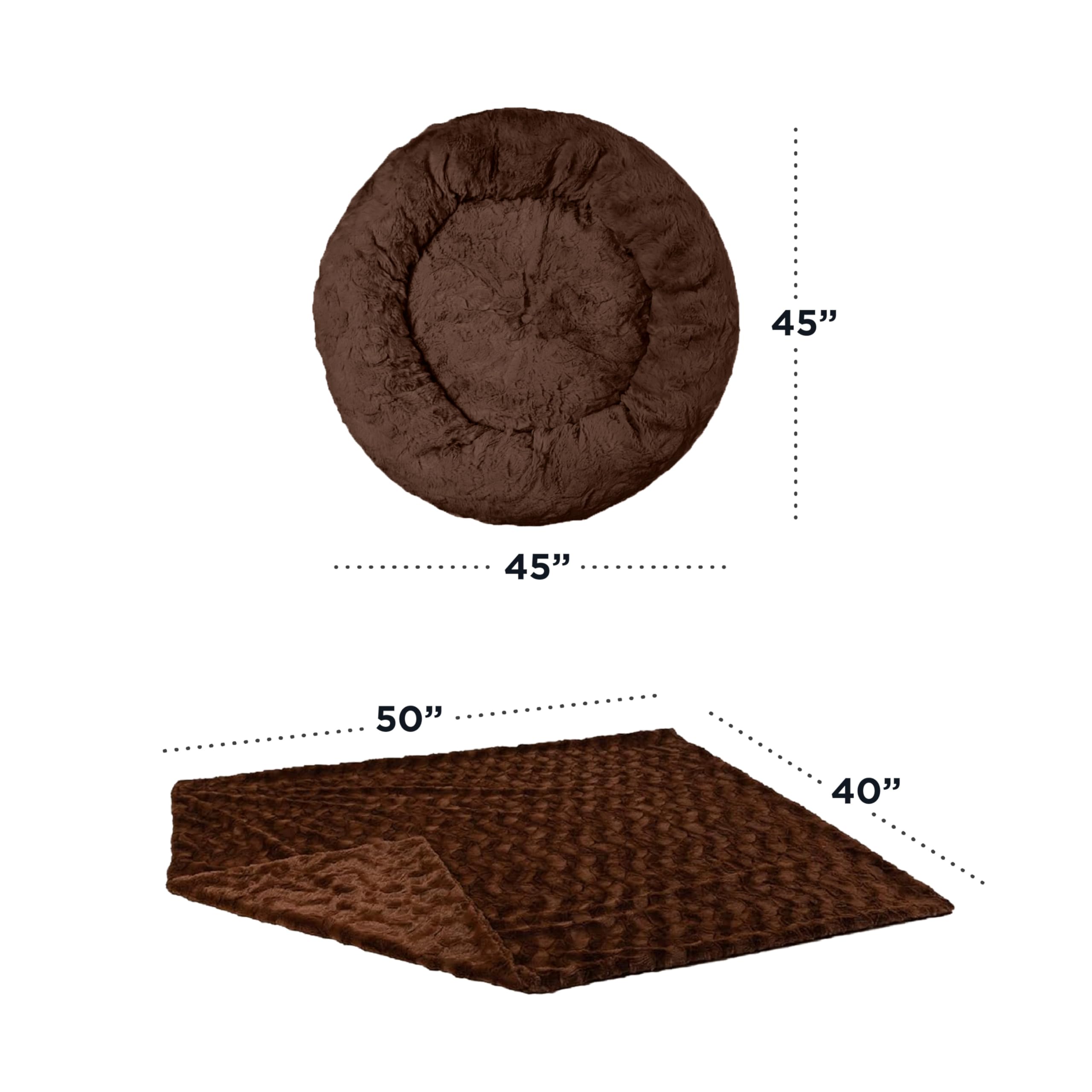 Best Friends by Sheri Calming Lux Donut Cuddler Cat & Dog Bed with Pet Throw Blanket - Dark Chocolate Extra Large 45